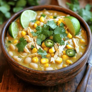 For a great white chicken chili, you need simple yet tasty ingredients. Here’s what you will need: - 2 cups cooked chicken, shredded - 1 tablespoon olive oil - 1 medium onion, diced - 2 cloves garlic, minced - 1 jalapeño, seeded and diced - 1 teaspoon ground cumin - 1 teaspoon chili powder - 1/2 teaspoon smoked paprika - 3 cups chicken broth - 2 cans (15 oz each) white beans, drained and rinsed - 1 cup corn (fresh or frozen) - 1 cup heavy cream (or coconut milk for a dairy-free option) - Salt and pepper to taste - Fresh cilantro, chopped (for garnish) - Lime wedges (for serving) These ingredients work together to create a warm and creamy dish. The chicken gives protein, while the beans add fiber. The spices bring warmth and depth. The cream (or coconut milk) adds richness. When you finish your chili, the garnish of cilantro and lime gives a fresh touch. Heat one tablespoon of olive oil in a large pot over medium heat. Add one medium diced onion. Cook it until it’s soft and clear for about three to four minutes. Then, stir in two cloves of minced garlic and one diced jalapeño. Cook for one more minute. You want the mix to smell great! Next, sprinkle in one teaspoon of ground cumin, one teaspoon of chili powder, and half a teaspoon of smoked paprika. Stir everything well to coat the onions and peppers. Let it cook for one to two minutes. This step adds a rich flavor to your chili. Now, pour in three cups of chicken broth. Add two cans of drained and rinsed white beans and one cup of corn to the pot. Bring this mixture to a gentle simmer. The warmth helps all the flavors come together. After the broth is simmering, stir in two cups of shredded cooked chicken. Let it cook for about ten to fifteen minutes. This allows the chicken to absorb those lovely flavors from the broth and spices. Lower the heat and slowly add one cup of heavy cream. Stir well to mix it in. Season with salt and pepper to your taste. Allow it to simmer for another five minutes. Make sure it doesn’t boil, as you want it creamy, not curdled. Ladle the hot chili into bowls. Garnish with fresh chopped cilantro. Serve with lime wedges on the side. A squeeze of lime adds a nice touch. Enjoy your warm, flavorful bowl of white chicken chili! To make your white chicken chili even better, try adding toppings. Some great choices are: - Fresh cilantro - Lime wedges - Avocado slices - Shredded cheese These toppings add fresh taste and color. You can also use homemade broth. Homemade broth has richer flavor than store-bought. If you have time, make your broth. It will make a big difference. For great flavor, sauté your onions and garlic well. Heat the olive oil over medium heat. This helps bring out the spices. Stir often to avoid burning. Cook until the onions are soft and clear. Simmering the chili is important too. Once you add the chicken, let it cook for 10-15 minutes. This helps all the flavors mix well together. Don't skip this step! If you want a lighter dish, use coconut milk instead of heavy cream. It gives the same creaminess but is dairy-free. You can also use less chicken and add more beans. This lowers calories and boosts fiber. Enjoy your chili, no matter your diet! {{image_2}} You can change the protein in this chili. Use turkey instead of chicken for a tasty twist. Ground turkey works well and keeps the dish light. If you want a vegetarian option, try using jackfruit or tofu. Both mimic the texture of chicken. They soak up flavors and add heartiness. You can make this chili as spicy as you like. If you want more heat, add extra jalapeños. You can also try using hotter peppers, like serranos or habaneros. Just remember to adjust the amount slowly. Taste as you go to avoid overpowering the dish. This way, you can enjoy a perfect balance of heat. Feel free to switch out the beans in this recipe. While white beans are great, you can use black beans or pinto beans. They add different flavors and textures. If you want a unique touch, try lentils or chickpeas. These options also boost protein and fiber, making your chili even better. To keep your white chicken chili fresh, store it in a glass or plastic container. Let it cool to room temperature before sealing. Place it in the fridge. It should stay good for up to four days. For longer storage, you can freeze it. Use freezer-safe bags or containers. Make sure to leave some space for the chili to expand when frozen. Reheat your chili slowly to keep the flavor. Use a pot on low heat. Stir often to prevent sticking. If it seems too thick, add a splash of chicken broth or water. You can also use the microwave. Heat it in short bursts of one minute. Stir in between to ensure even heating. In the fridge, your white chicken chili lasts about four days. In the freezer, it can stay fresh for up to three months. Just remember to label your containers with dates. This way, you know when to enjoy your delicious meal again! To thicken White Chicken Chili, you have a few options. You can add more beans, as they help create a creamy texture. You can also try mashing some beans against the pot's side. Another method is to mix in cornstarch. Simply whisk one tablespoon of cornstarch with cold water, then stir it into the chili. Let it cook for a few minutes until it thickens. Lastly, simmering the chili longer can help reduce liquid, making it thicker. Yes, you can easily substitute heavy cream. For a dairy-free option, use coconut milk. It gives a nice creaminess and adds a hint of sweetness. You can also try almond milk or oat milk, but they may not be as rich. If you want a lighter option, use half-and-half. Just remember, any substitute will change the flavor a bit, so choose what you like best. White Chicken Chili pairs well with many sides. You can serve it with cornbread or tortilla chips for a crunchy contrast. A fresh salad adds a nice, light touch. If you want something heartier, try rice or quinoa. You can also offer toppings like avocado, cheese, or sour cream to enhance the meal. White Chicken Chili can be mild or spicy, depending on your taste. The jalapeño adds some heat, but you can adjust it. If you like it hot, leave the seeds in the jalapeño. You can also add more spicy peppers or hot sauce. For a milder version, remove the seeds and use less jalapeño. Tasting as you go is key! This blog post covered all you need for white chicken chili. We explored key ingredients, detailed cooking steps, and offered tips for flavor and dietary needs. You can play with spices, proteins, and beans to make it your own. Remember, good chili is all about waiting for the flavors to meld. Store leftovers properly and reheat carefully to keep it tasty. Enjoy the process and get creative in your kitchen!