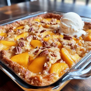 You can use fresh or canned peaches. If using fresh, slice four cups. Make sure they are ripe for the best flavor. If using canned, drain them well. Both options work well in this dessert. You will need one cup of granulated sugar. This adds sweetness to the peaches. Don't forget one teaspoon of cinnamon. It gives the dish a warm, inviting flavor. Mix both with your peaches for a tasty blend. Choose a box of yellow cake mix. A 15.25 oz box is perfect. This mix makes it easy and quick. It adds a nice, fluffy texture. You can also use white cake mix if you prefer. The choice is yours! Start by preheating your oven to 350°F (175°C). In a large bowl, mix together the sliced peaches, sugar, and cinnamon. If you use fresh peaches, let them sit for 10 minutes. This step helps the peaches release their tasty juices. After they sit, give the mix a gentle stir to combine all the flavors. Pour the peach mixture into a greased 9x13-inch baking dish. Spread it out evenly so every bite has good flavor. Next, sprinkle the dry yellow cake mix over the peach layer. Make sure to cover the peaches completely with a nice, even layer. This helps create a soft cake on top. Then, take your melted butter and drizzle it evenly over the cake mix. This step adds richness and helps the cake bake up golden. If you want a crunchy texture, sprinkle chopped pecans on top. They add a nice twist to your dessert. Place the baking dish in the preheated oven. Bake for 35-40 minutes. Keep an eye on the top; it should turn golden brown. You’ll know it’s done when the peach filling bubbles around the edges. Once it’s ready, take it out and let it cool for about 10 minutes. Serving it warm with vanilla ice cream makes each bite even better. Enjoy the sweet and warm flavors! To get the best texture, use fresh peaches. If you use canned peaches, make sure to drain them well. Mixing the peaches with sugar and cinnamon helps them become sweet and juicy. Let the peach mix sit for about 10 minutes. This step lets the peaches release their juices, making the filling more flavorful. Spread the peach mixture evenly in the baking dish. When you sprinkle the cake mix, cover the peaches completely. This keeps the cake moist and adds a nice crust on top. Serve your peach cobbler dump cake warm for the best taste. Adding a scoop of vanilla ice cream on top makes it even better. The cold ice cream melts slightly, creating a creamy layer. You can also serve it with whipped cream for a lighter touch. For extra crunch, sprinkle some chopped pecans on top before baking. They add flavor and a nice texture contrast. Consider pairing it with a cup of coffee or tea for a cozy dessert time. One common mistake is not draining canned peaches. This can make your dessert too watery. Another mistake is skipping the cooling time. Letting it cool for 10 minutes helps the filling set. Avoid using too much butter, as it can make the cake soggy. Finally, don't skip the even layer of cake mix. If it’s uneven, some parts may bake faster than others. Following these tips will help you make the perfect peach cobbler dump cake every time! {{image_2}} You can change the fruit in this recipe. Try apples, blueberries, or cherries. Each fruit brings its own taste. Apples work well with cinnamon, making it warm and cozy. Blueberries add a sweet burst, and cherries give a nice tartness. Just swap the peaches for your choice. Keep the sugar amount the same or adjust to your taste. If you need a gluten-free option, use gluten-free cake mix. Many brands offer good choices now. Also, check for gluten-free oats as a topping. You can mix them in with the cake mix for extra texture. This way, everyone can enjoy a slice of this tasty treat. To boost the flavor, add some extra spice. Vanilla or almond extract adds a nice touch. You can also fold in some nuts for crunch. Chopped pecans or walnuts work great. If you like a sweeter taste, drizzle some honey or maple syrup on top after baking. These small changes can make this dessert even more delightful. To store leftover Peach Cobbler Dump Cake, first let it cool to room temperature. Then, cover the dish tightly with plastic wrap or aluminum foil. You can also use an airtight container. This keeps the cake fresh. Store it in the fridge for up to 3 days. If you want to save some for later, freezing works well. Cut the cobbler into squares. Wrap each piece in plastic wrap. Then place them in a freezer bag. Squeeze out as much air as you can. You can freeze it for up to 3 months. When you are ready to eat it, just thaw it in the fridge overnight. To reheat the cobbler, preheat your oven to 350°F (175°C). Place the cobbler in an oven-safe dish. Heat it for about 15-20 minutes, or until warm. You can also use a microwave. Heat it in short bursts of 30 seconds. Check often to avoid overheating. Enjoy it warm, especially with a scoop of vanilla ice cream! Yes, you can use frozen peaches. Just thaw them first. Drain any extra liquid. This will help keep your dump cake from getting too soggy. Frozen peaches work well if you are not in peach season. They can still give you that sweet, juicy taste. To boost flavor, try adding a splash of vanilla extract. You can also mix in some nutmeg or ginger. These spices add warmth and depth. For a twist, add some lemon juice to the peach mix. It brightens the flavors and enhances the sweetness. Serve your dump cake warm with vanilla ice cream. The cold ice cream melts into the warm dessert, making it extra yummy. You can also top it with whipped cream or a drizzle of caramel sauce. Fresh berries make a nice touch, too. Enjoying it with friends makes it even better! This blog post covered how to make a delicious Peach Cobbler Dump Cake. We explored fresh peach options, sugar and spice, and cake mix choices. The step-by-step guide showed you how to prepare the peach mixture, layer the ingredients, and bake it. Tips for getting the right consistency and ideas for serving were included. We also talked about variations, storage, and answered common questions. Now, you can enjoy a tasty treat that’s easy to make and share. Happy baking!