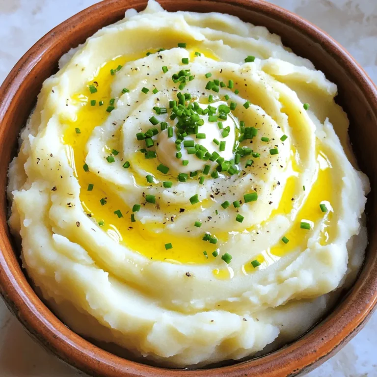 To make Instant Pot garlic mashed potatoes, gather these items: - 2 pounds Yukon Gold potatoes, peeled and cubed - 4 cloves garlic, whole - 1 cup chicken or vegetable broth - 1/2 cup heavy cream - 4 tablespoons unsalted butter - Salt to taste - Freshly ground black pepper to taste - Chives or parsley for garnish (optional) Using Yukon Gold potatoes gives a rich and creamy texture. They mash well and have a lovely flavor. You can use other potatoes, but Yukon Golds are my favorite. Make sure to select fresh garlic cloves. Fresh garlic gives a stronger taste that enhances the dish. Always use good-quality butter and cream. They add richness and smoothness to the potatoes. If you want a lighter option, you can use half-and-half instead of heavy cream. For a dairy-free version, try coconut milk or almond milk. You can also use olive oil instead of butter if you want a vegan option. If you don’t have broth, you can use water, but the flavor will be less rich. Start by gathering your ingredients. You need: - 2 pounds Yukon Gold potatoes, peeled and cubed - 4 cloves garlic, whole - 1 cup chicken or vegetable broth - 1/2 cup heavy cream - 4 tablespoons unsalted butter - Salt to taste - Freshly ground black pepper to taste - Chives or parsley for garnish (optional) Peel and cube the potatoes. This helps them cook evenly. Whole garlic cloves add a great taste. You can use chicken or vegetable broth. This broth adds depth to the flavor. Now, let’s cook! Place the cubed potatoes and garlic cloves in the Instant Pot. Pour the broth over the potatoes. Close the lid tightly. Make sure the valve is set to sealing. Select the “Manual” or “Pressure Cook” setting. Set the timer for 10 minutes. When the timer goes off, carefully perform a quick release of the pressure. Be cautious; hot steam will escape. Open the lid and check if there’s excess liquid. If there is, drain it off. Next, it’s time to mash! Add the heavy cream, butter, salt, and black pepper to the pot. Use a potato masher or a hand mixer to mash the potatoes. Mash until they reach your desired creaminess. Taste the mix and adjust the seasoning. If needed, add more salt or pepper. For a pretty touch, serve warm, garnished with chopped chives or parsley. Enjoy your creamy garlic mashed potatoes! One common mistake is not cutting the potatoes evenly. If they are uneven, some pieces may cook faster. Always cut them into similar sizes for even cooking. Another mistake is using too much liquid. Stick to one cup of broth to keep them creamy. Lastly, don’t skip the quick release. This step helps keep the potatoes fluffy. For the best flavor, use Yukon Gold potatoes. They have a creamy texture and a rich taste. Don’t forget the garlic! Whole cloves add a nice, mild garlic taste. Adding heavy cream and butter makes them extra rich. Always taste your potatoes before serving. Adjust salt and pepper as needed for a perfect finish. An Instant Pot is key for this recipe. It cooks the potatoes quickly and evenly. A reliable potato masher or hand mixer is also important. This helps you achieve your desired creaminess. Lastly, keep a good measuring cup handy for the broth. Accurate measurements ensure great results every time. {{image_2}} You can easily change the taste of your garlic mashed potatoes. Try adding roasted garlic for a sweeter, more mellow flavor. Just roast the garlic until soft, and mix it in while mashing. Cheese is another great addition. A cup of shredded cheese, like cheddar or Parmesan, melts right in, adding creaminess and depth. You can also sprinkle in some garlic powder or onion powder for extra flavor. If you want a vegan version, swap out the heavy cream and butter. Use plant-based milk, like almond or oat milk, and replace butter with vegan butter. This keeps the potatoes rich and creamy without dairy. You can also add a tablespoon of nutritional yeast for a cheesy flavor. Regional flavors can make your mashed potatoes unique. Add fresh herbs like rosemary or thyme for a fragrant twist. For a kick, mix in some cayenne pepper or smoked paprika. If you want a taste of the South, fold in some crispy bacon bits and green onions. Each variation can turn a basic dish into something special. After making your garlic mashed potatoes, let them cool. Place them in an airtight container. You can keep them in the fridge for up to three days. If you want to enjoy them later, consider freezing them. To reheat, you can use the microwave or stove. If using a microwave, place the mashed potatoes in a bowl. Add a splash of cream or broth to keep them moist. Heat in short bursts, stirring in between. For the stove, warm them over low heat, adding liquid as needed. Stir until hot. To freeze, scoop the cooled mashed potatoes into freezer bags. Flatten the bags for easier storage. They can last for up to two months in the freezer. When ready to use, thaw them in the fridge overnight. Reheat as mentioned before. Enjoy your creamy garlic mashed potatoes anytime! It takes about 10 minutes to cook garlic mashed potatoes in an Instant Pot. First, you prep your potatoes and garlic. Then, add them to the pot with broth. After sealing the lid, set it to cook for 10 minutes. Once done, release the pressure quickly. This method saves time and keeps the flavor rich. Yes, you can make garlic mashed potatoes ahead of time. Prepare the dish and let it cool. Store it in an airtight container in the fridge for up to three days. When you are ready to serve, reheat it gently on the stove or in the microwave. You might want to add a splash of cream to keep it smooth. Garlic mashed potatoes pair well with many dishes. They are great with roasted chicken or beef. You can also serve them with grilled fish or veggies. For a comforting meal, try them with meatloaf or a hearty stew. Adding a green salad can make the meal fresh and balanced. This blog post laid out how to make great garlic mashed potatoes. We covered the best ingredients and their quality. You learned easy cooking steps, tips for perfect mashing, and common mistakes to avoid. We also shared fun variations and storage tips. Remember, you can adjust for flavors or diets. Now you can enjoy making and sharing delicious garlic mashed potatoes! Ready to impress your friends and family with your new skills?