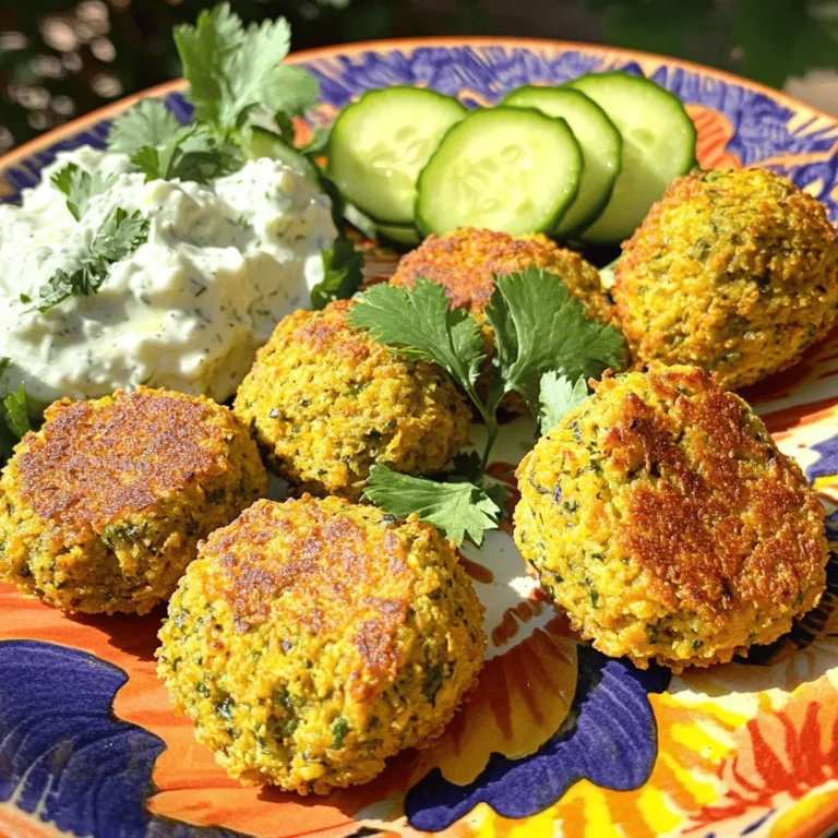 To make crispy air fryer falafel, you need a few key ingredients: - 1 can (15 oz) chickpeas, drained and rinsed - 1 small onion, roughly chopped - 2-3 garlic cloves, minced - 1/4 cup fresh parsley, chopped - 1/4 cup fresh cilantro, chopped - 1 teaspoon ground cumin - 1 teaspoon ground coriander - 1/2 teaspoon baking powder - 1/2 teaspoon baking soda - Salt and pepper to taste - 2 tablespoons olive oil - 1/4 cup all-purpose flour (or chickpea flour for a gluten-free option) These ingredients work together to create a flavorful and crispy falafel. Chickpeas are the main base, while onion and garlic add great flavor. Herbs like parsley and cilantro bring freshness. You can customize your falafel with a few extra ingredients: - Lemon zest for brightness - Chili powder for heat - Ground black pepper for spice - Finely chopped bell pepper for sweetness - Sesame seeds for crunch Adding these ingredients can change the taste and texture. Feel free to mix and match based on your preferences. If you need a gluten-free option, simply replace the all-purpose flour with chickpea flour. Chickpea flour binds well and keeps the falafel crispy. You can also check labels on the baking powder to ensure it is gluten-free. These simple changes let you enjoy delicious falafel while meeting your dietary needs. To make the falafel mix, start with a food processor. Add the drained chickpeas, chopped onion, minced garlic, parsley, and cilantro. Pulse this mix until it is coarse. You want it mixed well but not a paste. Next, add the cumin, coriander, baking powder, and baking soda. Don’t forget to add salt and pepper! Pulse again to mix in the spices. Scrape the sides of the bowl, then add olive oil and flour. Pulse a few more times. The mixture should hold together when pressed but not stick to your hands. Now it's time to shape the falafel. Wet your hands to stop the mix from sticking. Form the mixture into small balls, about 1.5 inches wide. Place the shaped falafels in a bowl. Lightly brush or spray them with olive oil. This helps make the falafel crispy when cooked. Make sure not to overcrowd them. Preheat your air fryer to 375°F (190°C) for about 5 minutes. Place the falafel balls in the air fryer basket in a single layer. If you have a lot, cook them in batches. Air fry the falafels for 12-15 minutes. Flip them halfway through so they cook evenly. You’ll know they’re done when they are golden brown and crispy on the outside. Once cooked, carefully take them out and let them cool a bit before serving. To get your falafel extra crispy, use these tips: - Preheat the air fryer: Always preheat your air fryer to 375°F (190°C) for 5 minutes. This step helps kickstart the cooking process. - Don’t overcrowd: Place falafel balls in a single layer. Too many in the basket will steam them instead of crisping them. - Use oil wisely: Lightly brush or spray the falafel with olive oil before cooking. This helps create that golden, crispy skin. Many beginners make these errors: - Overprocessing the mixture: Stop pulsing when you have a coarse mix. A paste will ruin the texture. - Ignoring the flour: The right amount of flour helps bind the falafel. Too little will make them fall apart. - Flipping too late: Flip the falafel halfway through cooking. This promotes even browning on both sides. Add some fun to your falafel: - Add spices: Try adding smoked paprika or cayenne pepper for a spicy kick. - Herbs galore: Experiment with fresh dill or mint to change up the flavor. - Cheesy twist: For a unique touch, mix in some feta cheese for a savory bite. {{image_2}} To add a kick to your falafel, try this spicy version. You can mix in a teaspoon of cayenne pepper or some finely chopped jalapeños. This will give your falafel a nice heat. If you like it even spicier, add more. The spices will blend well with the chickpeas and herbs. The original falafel recipe is already vegan. However, you can enhance it by adding more spices. Try adding smoked paprika or even a pinch of cinnamon for depth. These small changes can make a big difference. Just ensure to keep the base ingredients the same for the best texture. There are many Mediterranean ingredients you can try. Consider adding sun-dried tomatoes for a tangy twist. You can also use fresh mint instead of or in addition to parsley. Another option is to mix in some feta cheese for creaminess, but this would not be vegan. These changes can give your falafel a unique spin. Enjoy exploring these flavors! You can store leftover falafel in an airtight container. Place them in the fridge for up to four days. Make sure they cool completely before sealing. This helps keep them crispy. If you want to keep them longer, consider freezing. To reheat falafel, use the air fryer. Set it to 350°F (175°C) for about 5 to 8 minutes. This method helps restore the crispy texture. You can also use a skillet over medium heat. Just add a little oil to keep them from sticking. Freezing falafel is simple. First, let them cool completely. Then, arrange them in a single layer on a baking sheet. Freeze for about 1 hour. Once frozen, transfer them to a freezer-safe bag. They can stay fresh for up to three months. When ready to eat, air fry them straight from the freezer. Cook for 15 to 20 minutes, flipping halfway through. Enjoy your quick and tasty meal! Yes, you can! If using dried chickpeas, soak them overnight. This helps them soften. Then, cook them until tender before blending. Canned chickpeas are already soft, which saves time. You will know the falafel is cooked when it turns golden brown. The outside should be crisp, and the inside should be warm and tender. A quick poke can help. If it feels firm, it’s ready! Falafel pairs well with many sides. You can serve it with: - Tahini sauce - Tzatziki sauce - Pita bread - Fresh salad - Hummus - Pickled vegetables Mix and match to create a tasty feast! Leftover falafel can last in the fridge for about 3 to 4 days. Store them in an airtight container. This keeps them fresh and ready for your next meal. Yes, you can! Make the batter and store it in the fridge. Use it within 24 hours for the best taste. Just remember to shape them before cooking for a crispy finish! We explored how to make crispy air fryer falafel, from ingredients to storage. I shared key tips to ensure you achieve the best taste and texture. Remember to customize your falafel and experiment with flavors. With a few easy steps, you'll have a tasty meal ready in no time. Enjoy your cooking journey and let your creativity shine!