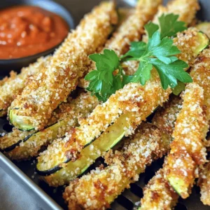 - Zucchini specifications and uses Use 2 medium zucchinis for this recipe. Look for firm zucchinis with smooth skin. They should feel heavy for their size. Cut them into fry shapes, about 1/4 inch thick. This size helps them cook well and get crispy. - Types of breadcrumbs recommended I suggest using panko breadcrumbs. They are lighter and crispier than regular breadcrumbs. They give the zucchini fries an extra crunch. You can also use regular breadcrumbs if panko isn't available. - Importance of Parmesan cheese quality Use high-quality grated Parmesan cheese. Freshly grated cheese melts better and adds a richer flavor. Avoid the pre-grated kind, as it may not taste as good. The right cheese makes a big difference in your dish. - Seasoning options for flavor enhancement You can add more spices to your mix. Garlic powder, onion powder, and Italian seasoning work well. For a kick, try adding cayenne pepper or smoked paprika. Adjust salt and pepper to your taste. Experimenting with spices can make this dish your own. 1. Preheating the air fryer: Start by setting your air fryer to 400°F (200°C). Let it heat up for about 5 minutes. This step helps achieve that nice, crispy texture. 2. Setting up the coating stations: Prepare three bowls. The first bowl holds the breadcrumbs. You can use panko for extra crunch. The second bowl contains the lightly beaten eggs. The last bowl mixes Parmesan cheese, garlic powder, onion powder, Italian seasoning, salt, and pepper. 3. Detailed steps for coating the zucchini fries: Take each zucchini fry and dip it into the egg mixture. Make sure it gets fully coated. Then, move it to the breadcrumb bowl. Press down lightly to help the coating stick. Repeat this for all fries. Once done, give them a light spray of olive oil for extra crispiness. 1. Air frying techniques for optimal crispiness: Place the coated zucchini fries in the air fryer basket. Make sure they are in a single layer and not overlapping. This allows air to circulate and crisp up every fry. 2. Timing and temperature recommendations: Cook the fries at 400°F (200°C) for about 10 to 12 minutes. Keep an eye on them. They should turn golden brown and crispy. 3. Tips on shaking the basket for even cooking: Halfway through cooking, shake the basket gently. This helps the fries cook evenly on all sides. It is a simple trick to get that perfect crispiness. - Using oil spray effectively When you spray the fries, make sure to cover them well. This helps them get that golden, crispy look. I like to use olive oil spray for a more flavorful touch. - The role of panko breadcrumbs Panko breadcrumbs give your fries that extra crunch. They are lighter and crispier than regular breadcrumbs. This makes a big difference in texture. So, always choose panko for the best results. - Adjusting cooking time for different air fryers Every air fryer is a bit different. Some heat faster than others. Start with 10 minutes, then check if they need more time. You want them golden brown and crunchy. - Avoiding soggy fries To keep your fries crispy, do not overcrowd the air fryer basket. If you stack them, they will steam instead of fry. Fry in batches if needed. - Maintaining flavor balance Too much salt can overpower the taste. Be careful with your seasoning. Taste your coating mix before using it. Adjust as needed for a balanced flavor. - Adjusting for thicker zucchini slices If your slices are thicker, they will take longer to cook. Cut them into thinner fries for even cooking. If they are thick, add a few extra minutes. Just keep an eye on them! {{image_2}} You can make your zucchini fries even better by changing a few ingredients. If you want gluten-free fries, use almond flour or gluten-free breadcrumbs. They will still taste great! For a spicier kick, add cayenne pepper or paprika to the breadcrumb mix. It gives the fries a nice heat. If you prefer a vegan option, use flaxseed meal mixed with water instead of eggs. This mixture works well to bind the breadcrumbs. Zucchini fries taste great with different dips. Marinara sauce is a classic choice. You can also try ranch dressing or garlic aioli for a twist. For a complete meal, serve the fries with a fresh side salad. A mix of greens, tomatoes, and cucumbers adds color and crunch. Lastly, get creative with your plating! Stack the fries in a cone or serve them in a small basket. Garnish with parsley or basil for a pop of color. Store any leftover zucchini fries in a cool place. Let them sit out for about 10 minutes to cool down. Place the fries in an airtight container. This helps keep them fresh and crisp. If you have many fries, consider stacking them in layers. You can use parchment paper between layers to avoid sticking. Refrigerate the container. Proper storage helps maintain their flavor and texture. To reheat your zucchini fries, the air fryer is best. Set it to 350°F (175°C). Place the fries in the basket in a single layer. Heat for about 5-7 minutes. Shake the basket halfway through for even heating. You want them hot and crispy again. If you don’t have an air fryer, use an oven. Preheat it to 375°F (190°C). Spread the fries on a baking sheet. Bake for about 10 minutes, flipping them halfway. This method keeps them crispy too. A microwave is faster but may not give the best results. If you use a microwave, place the fries on a plate. Heat them for 30 seconds. Check and heat in 10-second bursts until warm. However, this might make them soft. For the best taste, the air fryer or oven is ideal. Can I use other vegetables instead of zucchini? Yes, you can use other vegetables. Try eggplant, carrots, or sweet potatoes. Each vegetable will have a different texture and flavor. Make sure to cut them into similar fry shapes for even cooking. How do I make the fries extra spicy? To spice up your fries, add red pepper flakes or cayenne pepper to the breadcrumb mix. You can also use spicy seasoning blends. Adjust the amount to suit your taste. Start small and add more as needed. What is the best dipping sauce for zucchini fries? The best sauces are marinara, ranch, or garlic aioli. Each dip adds a unique flavor. You can also try yogurt-based sauces or spicy sriracha for a kick. Choose what you love the most! Calories and macronutrients per serving Each serving has about 180 calories. You get around 12 grams of carbs, 12 grams of fat, and 8 grams of protein. This makes them a great snack or side dish. Health benefits of using an air fryer Air fryers use less oil than traditional frying. This means lower fat and calories. They keep your food crispy without soaking it in oil. Plus, you can cook veggies fast and keep them healthy. Comparison to traditional frying methods Air frying uses about 75% less oil than deep frying. This cuts down on calories and fat. Traditional frying can make food greasy and heavy. Air frying gives you that crunch without the guilt! This blog post covered how to make delicious air fryer zucchini fries. We discussed the right ingredients, like zucchini, breadcrumbs, and Parmesan cheese. I shared step-by-step instructions to ensure perfect crispiness. You learned tips for storage and reheating, plus fun variations to try. Now, you can enjoy healthy fries that are easy to make. With practice, you'll master this recipe. Enjoy serving them with your favorite dips or as a tasty side. Get ready to impress your friends and family with your cooking!