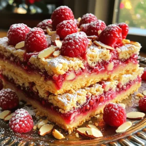 To make Raspberry Almond Shortbread Bars, gather these simple ingredients: - 2 cups all-purpose flour - 1/2 cup powdered sugar - 1 cup unsalted butter, softened - 1/2 teaspoon almond extract - 1/4 teaspoon salt - 1 cup fresh raspberries (or frozen, thawed and drained) - 1/4 cup sliced almonds - 1 tablespoon granulated sugar (for topping) Each ingredient plays a key role in the flavor and texture of these bars. The flour gives structure. The butter adds richness, while the powdered sugar sweetens the dough. Almond extract brings a lovely nutty taste. Fresh raspberries add a tart contrast, and sliced almonds provide a crunchy finish. You might want to change things up. Here are some good options: - Alternatives for fresh raspberries: You can use strawberries or blueberries. They work well and provide a fruity burst. - Options for sugar types: You can swap powdered sugar with granulated sugar if you prefer. Just keep in mind, the texture may change slightly. - Vegan alternatives for butter: Use vegan butter or coconut oil. Both options will still make delicious bars. These substitutions let you customize the recipe to fit your taste or dietary needs. 1. First, preheat your oven to 350°F (175°C). This helps bake the bars evenly. 2. Next, grease a 9x9 inch baking pan. Line it with parchment paper, leaving some overhang. This makes it easy to lift the bars out later. 3. In a mixing bowl, cream together 1 cup of softened butter and 1/2 cup of powdered sugar. Beat until the mixture is light and fluffy. 1. Now, add 2 cups of all-purpose flour, 1/2 teaspoon of almond extract, and 1/4 teaspoon of salt to the butter mix. 2. Mix until just combined; the dough will be crumbly. It should hold together when pressed. 3. Take about two-thirds of the dough and press it evenly into the bottom of your prepared pan. This forms the shortbread base. 1. Spread 1 cup of fresh raspberries over the pressed dough. Make sure to cover it evenly. 2. Crumble the remaining one-third of dough over the raspberries. This creates a nice texture. 3. Sprinkle 1/4 cup of sliced almonds on top. 4. Finally, add 1 tablespoon of granulated sugar over everything. This adds sweetness and a nice crunch when baked. - How to achieve perfect golden edges: Bake the bars at 350°F (175°C) for 25-30 minutes. Keep an eye on the edges as they turn golden brown. If the center still looks pale, give it a few more minutes. The golden color shows the shortbread is done. - Avoiding undercooked centers: Use a toothpick to test the center. Insert it into the middle of the bars. If it comes out clean, your bars are ready. If it has wet batter, bake them a bit longer. - Presentation ideas for serving: Cut the cooled bars into squares or rectangles. Place them on a nice platter. Add fresh raspberries and a dusting of powdered sugar for a pretty finish. - Pairing options with beverages: Enjoy these bars with a cup of tea or coffee. The nutty flavor of almond pairs well with both. You can also serve them with a glass of chilled lemonade for a refreshing treat. - Fixing crumbly dough: If your dough is too crumbly, it may need more moisture. Add a teaspoon of cold water or milk. Mix gently until it holds together better. - Handling overbaked edges: If you bake the bars too long, the edges may become hard. To fix this, let them cool completely. Then, trim off the overbaked edges with a sharp knife. This will help keep the soft center intact. {{image_2}} You can make these bars even more exciting with a few simple changes. Adding citrus zest, like lemon or orange, brings a fresh twist. Just mix in a teaspoon of zest when you add the almond extract. Using different nuts can also change the taste and texture. Try chopped walnuts or hazelnuts instead of almonds for a unique flavor. If you want to switch up the fruit, strawberries or blueberries work great. Just use the same amount as raspberries. You can also use jam instead of fresh fruit. Spread a layer of your favorite jam on the dough base before adding the crumbled topping. This gives a sweet and fruity flavor that everyone will love. For gluten-free options, replace the all-purpose flour with gluten-free flour. Make sure to check that your other ingredients are gluten-free too. If you want a low-sugar treat, you can use a sugar substitute in place of powdered sugar. Just check the package for the right amount to use. These small changes let everyone enjoy these tasty bars! To keep your Raspberry Almond Shortbread Bars fresh, use an airtight container. Glass or plastic containers both work well. Store them at room temperature, away from heat and light. This keeps them soft and tasty for days. You can freeze these bars for later. First, let them cool completely. Then, wrap them in plastic wrap, and place them in a freezer bag. Don't forget to squeeze out the air. To defrost, take them out a few hours before serving. Let them sit at room temperature. This way, they taste fresh again. These bars last about a week at room temperature. Keep an eye out for any signs of spoilage. If you see mold or an off smell, it’s best to throw them away. Enjoy your sweet treats while they’re fresh! Can I use frozen raspberries? Yes, you can! Frozen raspberries work well. Just thaw and drain them before use. This ensures your bars do not get too soggy. How to make these bars ahead of time? You can make these bars a day in advance. Bake and cool them fully. Store the bars in an airtight container at room temperature. This keeps them fresh. Can I replace almond extract with vanilla extract? You can swap almond extract for vanilla extract. The taste will change a bit, but it will still be tasty. Caloric content per serving Each bar has about 150 calories. This is a nice treat without overdoing it. Breakdown of nutritional values - Total fat: 8g - Saturated fat: 5g - Carbohydrates: 20g - Sugars: 6g - Protein: 2g These bars offer a sweet bite with some healthy fats. What to do if my bars are not browning? If your bars are not browning, check your oven temperature. You can also extend the baking time by 5 minutes. Watch closely to prevent burning. Adjustments for high-altitude baking At high altitudes, reduce sugar by 1 to 2 tablespoons. Increase baking time by 5 to 10 minutes. You may need to add a bit more flour to keep the bars firm. You now have a complete guide to making delicious raspberry shortbread bars. We covered the key ingredients, optional substitutes, and easy step-by-step instructions. You learned tips to get the best results and explored tasty variations. With proper storage techniques, your bars will stay fresh, too. Enjoy experimenting with different fruits and flavors. Baking is simple and fun, and this recipe is perfect for anyone to try. Happy baking!