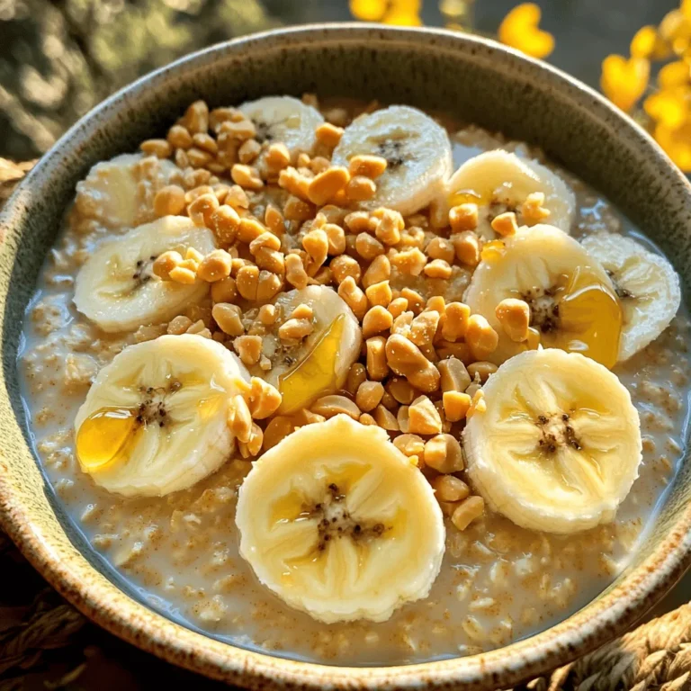 - 1 cup rolled oats - 2 tablespoons peanut butter (creamy or chunky) - 1 banana, mashed - 1 cup almond milk (or any milk of your choice) - 1 tablespoon chia seeds - 1 tablespoon honey or maple syrup (optional) - ½ teaspoon vanilla extract - Pinch of salt - Sliced bananas and crushed peanuts for topping Each ingredient plays a key role in your overnight oats. The rolled oats give texture and bulk. The peanut butter adds creaminess and flavor. The banana sweetens the mix and keeps it moist. Almond milk helps everything combine smoothly. Chia seeds add nutrition and a bit of crunch. Honey or maple syrup can sweeten it more if you like. The vanilla extract enhances all the flavors. A pinch of salt lifts the taste. You can change this recipe to fit your taste. Consider adding: - Cinnamon for warmth - Cocoa powder for a chocolate twist - Nuts for extra crunch - Dried fruit for a sweet bite These add-ins can make your breakfast fun and different each time! First, gather all your ingredients. You need rolled oats, peanut butter, a ripe banana, and almond milk. You will also need chia seeds, honey or maple syrup, vanilla extract, and a pinch of salt. This dish is simple and quick. In a medium bowl, add 1 cup of rolled oats. Next, add 1 tablespoon of chia seeds and a pinch of salt. Mix these dry ingredients well. This step is key for even flavor. In another bowl, mash one banana until smooth. Add 1 cup of almond milk, 2 tablespoons of peanut butter, and ½ teaspoon of vanilla extract. If you want a touch of sweetness, add 1 tablespoon of honey or maple syrup. Whisk this mixture until it is smooth and creamy. Now, pour the wet mix over the dry oats. Stir gently until everything is combined. Cover the bowl with a lid or plastic wrap. Place it in the fridge for at least 4 hours or overnight. This soaking time helps the oats become soft and thick. In the morning, give the oats a good stir. If they are thick, add a splash of almond milk to reach your desired consistency. To get creamy oats, use rolled oats. They soak up liquid well. Mix your oats with chia seeds and a pinch of salt first. This helps with flavor and texture. When you blend your wet ingredients, make sure the peanut butter is smooth. You can warm it slightly if needed. This helps it blend easily with the other ingredients. Store your oats in a sealed container. This keeps them fresh and moist. Let them sit in the fridge overnight or at least for four hours. This time allows the oats to absorb the milk. It also helps them soften and thicken. If you notice any liquid on top, just stir it in before serving. When you're ready to eat, stir the oats well. If they’re too thick, mix in a bit more milk. Top your oats with sliced bananas and crushed peanuts. You can also add a drizzle of honey or maple syrup for sweetness. For a fun twist, try a sprinkle of cinnamon or a few chocolate chips. Enjoy your delicious, easy breakfast! {{image_2}} If you want a nut-free version, swap peanut butter for sun butter or soy nut butter. These spreads give a similar creamy texture and nutty taste. You can also use tahini, which is made from sesame seeds. It adds a unique flavor and is great for those with nut allergies. You can easily jazz up your overnight oats with fun flavors. Try adding one tablespoon of cocoa powder for a chocolate twist. A sprinkle of cinnamon adds warmth and spice. You can even mix in some vanilla protein powder for extra nutrition. Each addition changes the taste and makes the dish more exciting. To make the recipe vegan, replace honey with maple syrup. Use oat milk or coconut milk instead of almond milk. This keeps your oats plant-based and tasty. For a gluten-free option, ensure your oats are certified gluten-free. This way, everyone can enjoy this yummy breakfast! Store your peanut butter banana overnight oats in an airtight container. This helps keep them fresh. You can use glass jars or plastic containers. Make sure to seal them well. This will prevent any unwanted odors from getting in. These oats last for up to five days in the fridge. The flavors will blend even better over time. However, they may thicken more as they sit. If they get too thick, just add a splash of almond milk before eating. You can freeze your overnight oats for later use. Portion them into individual containers. Leave some space at the top, as they will expand when frozen. Thaw them overnight in the fridge before eating. Enjoy them cold or heat them up! Yes, you can use different types of oats. Rolled oats work best in this recipe. Quick oats will also work but may turn mushy. Steel-cut oats are not ideal because they need more time to cook. Stick with rolled oats for that creamy texture. To make this recipe vegan, simply swap the honey for maple syrup. Use almond milk or any plant-based milk. This keeps all the great flavors while making it suitable for a vegan diet. Peanut butter is rich in protein and healthy fats. It helps keep you full longer. Bananas provide potassium, vitamins, and natural sweetness. Together, they make a balanced meal that fuels your day. Yes, this recipe is perfect for meal prep! You can double or triple the recipe. Store it in jars for easy grab-and-go breakfasts. Just add toppings in the morning for freshness. This makes your busy mornings much easier! This guide covered key ingredients and how to prepare creamy oats. You learned the importance of precise measurements and the mixing process. We also shared tips for serving and storage, plus tasty variations. Remember, you can swap ingredients to meet your needs. Experimenting adds flavor and fun. Store your oats properly for better taste and texture. Enjoy your creamy oats for breakfast or snacks! I hope you find happiness in making them.