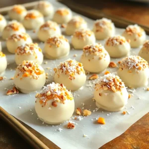 To make the perfect Pumpkin Spice Cream Cheese Truffles, gather these key ingredients: - 8 oz cream cheese, softened - 1 cup pumpkin puree (canned or fresh) - 1 cup confectioners’ sugar (plus extra for dusting) - 1 teaspoon vanilla extract - 1 teaspoon pumpkin spice blend (or a mix of cinnamon, nutmeg, ginger, and cloves) - 1 cup graham cracker crumbs - 1 cup white chocolate chips, melted - Optional: chopped nuts or coconut for coating If you need substitutions, here are some options: - Use Greek yogurt instead of cream cheese for a tangy flavor. - Swap pumpkin puree for sweet potato puree for a different taste. - Replace confectioners' sugar with powdered coconut sugar for a healthier twist. - Use vanilla bean paste instead of vanilla extract for a richer flavor. - For the pumpkin spice blend, you can mix equal parts cinnamon and nutmeg if you don't have all the spices. Choosing quality ingredients makes your truffles taste better. Here are some tips: - Select full-fat cream cheese for a rich and creamy texture. - Look for organic pumpkin puree to get the best flavor. - Use fresh spices for a stronger and more aromatic taste. - Choose high-quality white chocolate chips for a smooth melt and great flavor. - If using nuts or coconut, pick fresh and unsweetened options for the best results. Making pumpkin spice cream cheese truffles is fun and easy. You will need a few tools: a mixing bowl, an electric mixer, a cookie scoop, and a baking sheet lined with parchment paper. Gather all your ingredients first. This helps keep things organized and smooth. Start by softening the cream cheese. Place it in your large mixing bowl. Add the pumpkin puree next. Use your electric mixer to beat them together until smooth. This should take about a minute. Now, add the confectioners' sugar, vanilla extract, and pumpkin spice blend. Mix again until everything is creamy and well combined. The mixture should feel thick and fluffy. Next, fold in the graham cracker crumbs gently. This helps keep the truffles light. Make sure the crumbs are evenly mixed in. Now, it's time to shape your truffles. Use a cookie scoop or your hands to form small balls, about one inch wide. Place them on your parchment-lined baking sheet. Once you shape all the truffles, put them in the fridge. Chill them for at least 30 minutes. This helps them firm up and makes dipping easier. While they chill, melt the white chocolate. Use a microwave-safe bowl. Heat it in 30-second intervals. Stir after each interval until it's smooth. After chilling, take out the truffles. Dip each one into the melted chocolate. Let the extra chocolate drip off before placing them back on the sheet. If you want, you can sprinkle chopped nuts or coconut on top. This adds extra texture and flavor. Allow the chocolate to set at room temperature or in the fridge for about 15 minutes. Now, your delicious pumpkin spice cream cheese truffles are ready to enjoy! To make perfect Pumpkin Spice Cream Cheese Truffles, keep a few things in mind. First, do not skip softening the cream cheese. If it’s cold, your mixture will stay lumpy. Second, mix gently when adding graham cracker crumbs. Too much mixing can change the texture. Lastly, chill the truffles long enough. If they are too warm, the chocolate will not coat them well. The right consistency is key for truffles. Start with room-temperature cream cheese. Then mix it well with pumpkin puree. You want it smooth. After adding the sugar and spices, it should be thick but not dry. If your mixture feels too soft, add a bit more graham cracker crumbs. This will help firm it up without losing flavor. Flavor is essential in truffles. Use real pumpkin spice for the best taste. You can also add more spices to suit your taste. When it comes to presentation, the coating matters. Melted white chocolate adds sweetness and a nice look. Consider rolling the truffles in nuts or coconut for extra crunch. A light dusting of sugar can make them sparkle. {{image_2}} You can mix up the flavors in your truffles. Try using different spices to create a unique taste. For a twist, add cocoa powder for chocolate lovers. Or, mix in some orange zest for a citrus burst. If you're a fan of caramel, swirl in some caramel sauce for a sweet touch. You could even use different nuts like pecans or almonds for added crunch. The options are endless! While white chocolate is a classic choice, you can switch it up. Use dark chocolate for a richer flavor. Milk chocolate also works well for a sweeter option. For a fun crunch, roll the truffles in crushed graham crackers or sprinkles. If you want something healthier, try rolling them in chopped nuts or shredded coconut. Each coating adds a new layer of flavor and texture. Making gluten-free truffles is easy. Simply use gluten-free graham crackers instead of regular ones. You can find these at most grocery stores. For the chocolate coating, check that your chocolate chips are labeled gluten-free. This way, everyone can enjoy the deliciousness without worry. To keep your Pumpkin Spice Cream Cheese Truffles fresh, store them in an airtight container. This helps prevent them from drying out. You can also layer them with parchment paper to avoid sticking. Make sure to keep the container in a cool, dark place. This keeps the flavors strong and the texture nice. I recommend refrigerating your truffles for short-term storage. They stay fresh for about a week in the fridge. Just place them in an airtight container. If you want to save them longer, use the freezer. Truffles can last up to three months in the freezer. When you’re ready to enjoy them, let them thaw in the fridge overnight. These truffles are best enjoyed fresh, but they can last. In the fridge, they stay good for about seven days. In the freezer, they last for up to three months. Just remember, the longer they sit, the more they may lose their great taste and texture. Yes, you can use homemade pumpkin puree. Just make sure it is smooth and thick. Fresh pumpkin can add a bright flavor to your truffles. To make homemade puree, bake or steam pumpkin, then blend until smooth. Strain any excess water for the best results. To make these truffles dairy-free, use a dairy-free cream cheese. There are many brands available in stores. Also, ensure your white chocolate is dairy-free. Melted coconut oil can serve as a nice dip if you prefer a non-dairy coating. You can find pre-made pumpkin spice cream cheese truffles at specialty stores. Many bakeries or gourmet shops offer seasonal treats. Online retailers often have these truffles, especially during fall. Check local farmers' markets, too; they might have homemade versions. In this post, we explored the key ingredients and their best substitutions, along with tips for selecting quality items. We laid out clear steps for preparation, mixing, and chilling your truffles. I shared tricks to avoid mistakes and enhance your treats’ taste and look. Plus, we discussed fun variations and proper storage tips to keep your truffles fresh. This guide aims to make your pumpkin spice truffles successful and enjoyable. Now, go ahead and create something delicious!