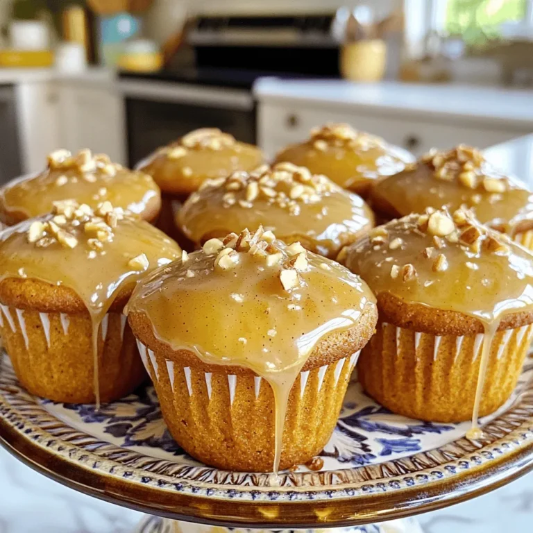 To make these delightful Maple Glazed Pumpkin Donut Muffins, you'll need the following ingredients: - 1 cup canned pumpkin purée - 1/2 cup granulated sugar - 1/2 cup brown sugar, packed - 1/2 cup vegetable oil - 2 large eggs - 1/4 cup milk (or non-dairy alternative) - 1 tablespoon vanilla extract - 2 cups all-purpose flour - 1 teaspoon baking powder - 1 teaspoon baking soda - 1 teaspoon ground cinnamon - 1/2 teaspoon ground nutmeg - 1/2 teaspoon ground ginger - 1/4 teaspoon salt - 1 cup powdered sugar (for glaze) - 2-3 tablespoons maple syrup (for glaze) These ingredients come together to create a moist muffin with a warm pumpkin flavor. The spices add a cozy touch, while the maple glaze gives a sweet finish. You can find most of these items in your pantry. If you want to switch things up, feel free to use your favorite non-dairy milk or adjust the sugars to your liking. Enjoy the process of mixing these simple yet flavorful ingredients! Start by preheating your oven to 350°F (175°C). This step is key for even baking. While the oven heats, line a muffin tin with paper liners or grease the cups with oil. This helps the muffins release easily after baking. In a large bowl, combine one cup of canned pumpkin puree, half a cup of granulated sugar, and half a cup of brown sugar. Add half a cup of vegetable oil to the mix. Stir these ingredients until the mixture is smooth. Next, add two large eggs, a quarter cup of milk, and one tablespoon of vanilla extract. Whisk everything together until well combined. This creates a rich, flavorful base. In a separate bowl, whisk together two cups of all-purpose flour, one teaspoon of baking powder, and one teaspoon of baking soda. Add one teaspoon of ground cinnamon, half a teaspoon of ground nutmeg, half a teaspoon of ground ginger, and a quarter teaspoon of salt. Mixing these dry ingredients ensures an even blend of flavors and helps the muffins rise properly. Gradually add the dry ingredients to the wet mixture. Gently fold the ingredients together with a spatula. Be careful not to overmix, as this can make the muffins tough. Once combined, fill each muffin cup about three-quarters full with batter. This allows space for rising without overflowing. Bake the muffins in your preheated oven for 18-20 minutes. To check if they’re done, insert a toothpick into the center of a muffin. If it comes out clean, the muffins are ready. After baking, let them cool in the pan for five minutes. Then transfer them to a wire rack and allow them to cool completely. While the muffins cool, prepare the maple glaze. In a bowl, whisk together one cup of powdered sugar and two to three tablespoons of maple syrup. Mix until the glaze is smooth. If it’s too thick, add a bit more syrup. Once the muffins are cool, dip the tops into the glaze. Let any excess glaze drip off before placing them back on the wire rack to set. Enjoy the sweet, maple goodness! To get the best texture in your muffins, don’t overmix the batter. When you combine the dry and wet ingredients, mix until just combined. Lumps are okay; they help keep your muffins light and fluffy. Also, using room temperature eggs and milk will help the batter blend better. This small tip makes a big difference in texture. If you want your glaze sweeter, just add more maple syrup. Start with two tablespoons and whisk until smooth. If it's too thick, add a bit more maple syrup or a splash of milk. Taste it as you go. You want a balance that feels just right, not too sweet or too bland. To keep your muffins fresh, store them in an airtight container at room temperature. They stay good for about two days. If you want to keep them longer, freeze them. Wrap each muffin in plastic wrap and place them in a freezer bag. They’ll last for about three months. Reheat them in the oven or microwave when you’re ready to enjoy. {{image_2}} You can switch things up with a chocolate drizzle. After glazing the muffins, melt some chocolate chips in a microwave. Drizzle the melted chocolate over the maple glaze for a rich taste. This adds a sweet contrast to the spices in the muffins. It makes them even more tempting! If you want a dairy-free or vegan version, use plant-based milk and egg substitutes. A common egg substitute is flaxseed meal. Mix one tablespoon of flaxseed meal with three tablespoons of water. Let it sit for five minutes to thicken. You can also use coconut oil instead of vegetable oil for a different flavor. These small changes keep the muffins moist and delicious. Add some fun by mixing in nuts or chocolate chips. Chopped pecans or walnuts pair well with the pumpkin flavor. For a sweeter treat, fold in semi-sweet chocolate chips. These add texture and flavor to each bite. Just be sure to mix them in gently, so they don’t break up the batter. Enjoy customizing your muffins to make them your own! To store leftover muffins, let them cool completely. Place them in an airtight container. You can keep them at room temperature for up to three days. If you want them to last longer, storing them in the fridge is a good option. Just remember to wrap them well to prevent dryness. Freezing muffins is easy and great for later use. Wrap each muffin in plastic wrap. Then, place them in a freezer bag or container. They can last up to three months in the freezer. When you’re ready to eat them, just take out the muffins and let them thaw at room temperature. To reheat muffins, you have a few options. The microwave is quick, but it can make them soft. Heat for about 15-20 seconds. For a crispier texture, use the oven. Preheat it to 350°F and warm the muffins for about 5-10 minutes. This will bring back their fresh-baked taste. Enjoy your maple glazed pumpkin donut muffins warm! Yes, you can use fresh pumpkin. Start by roasting a pumpkin to get the puree. Cut the pumpkin in half, remove the seeds, and bake it at 350°F for about 45 minutes. Once soft, scoop out the flesh and blend it until smooth. This fresh puree can replace canned pumpkin in the recipe. To make lighter muffins, try these tips: - Use less flour. - Make sure not to overmix the batter. - Fold the dry ingredients in gently. - Consider adding a bit of extra baking powder. These steps help create a fluffier muffin texture. You can replace eggs with several options: - 1/4 cup unsweetened applesauce per egg. - 1/4 cup mashed banana per egg. - 1 tablespoon ground flaxseed mixed with 2.5 tablespoons water, let sit for 5 minutes. These substitutes work well for binding. These muffins stay fresh for about 3 days at room temperature. Store them in an airtight container. For longer storage, you can freeze them for up to 3 months. Just thaw them at room temperature before enjoying. Yes, you can make these muffins gluten-free. Just replace all-purpose flour with a gluten-free flour blend. Ensure the blend has xanthan gum to help with texture. This way, you can enjoy the same great taste without gluten! This post covered all you need to create delicious pumpkin muffins. We explored essential ingredients, step-by-step instructions, and useful tips. You learned about variations and how to store your muffins perfectly. Embrace your creativity with these recipes. You can adjust sweetness, try new flavors, or store your muffins for later. Enjoy the process and share these treats with others!