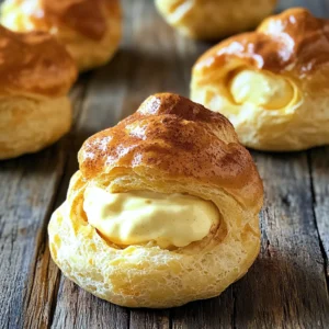 - 1 cup all-purpose flour - 1/2 cup unsalted butter - 1/2 cup water - 1/4 teaspoon salt - 4 large eggs To make pumpkin cream puffs, you need a few key ingredients. First, all-purpose flour creates the base for the dough. Then, unsalted butter adds richness and flavor. You also need water to help form the dough. Salt enhances the taste, while eggs provide structure and help the puffs rise beautifully. - 1 cup pumpkin puree - 1/2 cup cream cheese, softened - 1 cup heavy cream - 1/2 cup powdered sugar - 1 teaspoon vanilla extract - 1 teaspoon pumpkin pie spice - Fresh cinnamon for dusting For the filling, pumpkin puree gives a warm flavor. Cream cheese adds a creamy texture, while heavy cream makes it light. Powdered sugar sweetens the mix. Vanilla extract brings a nice aroma, and pumpkin pie spice adds that cozy fall taste. Finally, a sprinkle of fresh cinnamon on top makes these treats even more special. 1. Preheating the oven: Start by preheating your oven to 400°F (200°C). This helps the puffs rise well. 2. Melting the butter in the saucepan: In a medium saucepan, mix 1/2 cup of unsalted butter, 1/2 cup of water, and 1/4 teaspoon of salt. Heat this over medium heat until the butter melts and the mixture starts to boil. 3. Incorporating the flour: Next, add 1 cup of all-purpose flour all at once. Stir it quickly and firmly. Keep stirring until the dough forms a ball that pulls away from the pan's sides. This usually takes about 2-3 minutes. 1. Cooling the dough: After mixing, remove the pan from heat. Let the dough cool for about 5 minutes. This cooling helps when adding the eggs. 2. Piping the dough onto the baking sheet: One by one, add 4 large eggs to the dough. Mix well after each egg. The dough should look smooth and glossy. Use a piping bag or a plastic bag with a cut corner to pipe the dough. Make small mounds about 2 inches apart on a lined baking sheet. 3. Baking times and tips: Bake the puffs for 20-25 minutes. They should turn golden brown and puff up nicely. Avoid opening the oven door during the first 15 minutes to keep them from collapsing. 1. Mixing the filling ingredients: While the puffs bake, prepare the filling. In a bowl, mix 1 cup of pumpkin puree, 1/2 cup of softened cream cheese, 1 cup of heavy cream, 1/2 cup of powdered sugar, 1 teaspoon of vanilla extract, and 1 teaspoon of pumpkin pie spice. Beat these together until smooth and fluffy. 2. Tips for achieving smooth texture: To get a creamy filling, make sure your cream cheese is very soft. This helps mix it well with the other ingredients. 3. Filling the cream puffs: Once the puffs cool, cut a small slit in each side. Use a piping bag or a spoon to fill them with the pumpkin spice mixture. Dust the tops with fresh cinnamon for a lovely finish. To make great cream puffs, focus on puff rise and texture. Start by preheating your oven to 400°F (200°C). This heat helps the puffs rise well. Use fresh ingredients for the best results. When mixing the dough, stir until it forms a ball. This step is key for a good puff. To prevent collapse during baking, don’t open the oven door for the first 15 minutes. This keeps the heat steady. If you peek too soon, your puffs might fall flat. Bake until golden brown, about 20-25 minutes. To store leftover cream puffs, place them in an airtight container. They can last for 1-2 days in the fridge. If you want to keep them longer, freezing is a great option. Just wrap each puff in plastic wrap. Then, place them in a freezer bag. They can stay fresh for about a month this way. For presentation ideas, dust the tops with fresh cinnamon. This adds beauty and flavor. You can also arrange the cream puffs on a nice platter. Serve with a side of whipped cream or caramel sauce for dipping. Pair these treats with warm apple cider or spiced coffee. These drinks bring out the pumpkin spice flavors. Enjoy your lovely fall dessert! {{image_2}} You can change the flavor of your pumpkin cream puffs. Adding chocolate or caramel can make them richer. Just drizzle melted chocolate or caramel over the tops. It adds a sweet touch that many love. You can also play with spices. Try adding cinnamon or nutmeg for a warm flavor boost. A little ginger can give your puffs a nice kick too. Experiment and find what you like best. If you need gluten-free options, use gluten-free flour. It works well in the dough. Just make sure to follow the same steps as with regular flour. For vegan alternatives, swap out the eggs with flax eggs or applesauce. You can use coconut cream instead of heavy cream. This keeps your puffs fluffy and delicious without dairy. You can feature other fall flavors too. Consider using apple or pecan in your filling. This gives a fresh twist to your classic pumpkin cream puffs. Holiday-themed adaptations are fun as well. You can make mini puffs and add peppermint for a festive touch. Decorate them with colorful sprinkles or edible glitter to celebrate the season! To keep your cream puffs from collapsing, follow these tips: - Do not open the oven door for the first 15 minutes. This helps them rise. - Make sure your dough is smooth and glossy before baking. Proper mixing is key. - Bake at the right temperature. Use 400°F (200°C) as stated. It ensures they puff well. - Use a proper piping technique. Pipe mounds evenly spaced on the baking sheet. This helps them hold shape. Yes, you can prepare pumpkin cream puffs in advance. Here are the best practices: - Make the choux pastry and bake the puffs a day ahead. - Store cooled puffs in an airtight container at room temperature. They stay fresh longer. - Prepare the filling ahead of time and keep it chilled in the fridge. - Fill the puffs just before serving. This keeps them crisp and fresh. To reheat leftover cream puffs and keep them tasty: - Preheat your oven to 350°F (175°C). - Place the puffs on a baking sheet and warm them for about 5-10 minutes. - Avoid using the microwave. It can make them soggy. - Let them cool slightly before serving. This helps maintain their texture. Many readers love making pumpkin cream puffs. One user said, “These are the best fall treat!” Another shared, “They disappeared at my party!” Many enjoy the easy steps. They suggest using a stand mixer for mixing the filling. This method saves time and makes it fluffy. Some bakers had issues with the puffs collapsing. This often happens if the oven door opens too soon. A good tip is to wait at least 15 minutes before checking. Others found the dough too thick. Adding a splash of water can help. Many share their success with these cream puffs. One user added chocolate chips to the filling. They loved the sweet twist! Another made a gluten-free version using almond flour. They enjoyed the unique flavor. These stories inspire everyone to try new things. You now have the tools to create delicious pumpkin cream puffs. We covered essential ingredients, from all-purpose flour to pumpkin spice filling. The step-by-step instructions guide you through making perfect choux pastry and baking these treats. I also shared tips for storing and serving, plus variations to excite your taste buds. Enjoy making these creamy delights! Your kitchen is now ready for a fall treat that everyone will love. Happy baking!