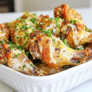 - 2 lbs chicken wings - 1 tablespoon olive oil - 1 teaspoon garlic powder - 1 teaspoon onion powder - 1/2 teaspoon smoked paprika - Salt and black pepper to taste - 1/2 cup grated Parmesan cheese - 2 tablespoons fresh parsley, chopped - Zest of 1 lemon For these garlic Parmesan wings, start with fresh chicken wings. I love using 2 pounds, but you can adjust based on how many you feed. Next, grab some olive oil. Just one tablespoon helps the seasonings stick and gives a nice crisp. Now, let’s add flavor. You’ll need garlic powder and onion powder. One teaspoon of each brings warmth. Smoked paprika adds a nice depth with just half a teaspoon. Don’t forget salt and black pepper to taste! For the tasty finish, we’ll use half a cup of grated Parmesan cheese. This cheese melts beautifully and makes the wings even more delicious. Add in two tablespoons of fresh parsley, chopped, for a pop of color and fresh taste. Finally, the zest of one lemon brightens the whole dish. These ingredients come together for wings you will love. They are perfect for game day or any casual gathering. First, I start by coating the wings. In a large bowl, add the chicken wings. Pour in one tablespoon of olive oil. Then, sprinkle one teaspoon of garlic powder, one teaspoon of onion powder, and half a teaspoon of smoked paprika. Add salt and black pepper to taste. Toss the wings well. You want every wing to be covered in the seasonings. Next, it's time to prepare the air fryer. Preheat it to 400°F (200°C). This step usually takes about five minutes. A hot air fryer helps the wings cook evenly and get that nice crispy texture. Now, let’s cook the wings. Place them in the air fryer basket. Make sure they are in a single layer. This spacing helps them cook properly. If your air fryer is small, you might need to cook in batches. Cook the wings for 25 to 30 minutes. At the halfway mark, flip them over. This flip allows both sides to get crispy and golden brown. Keep an eye on them towards the end to ensure they do not burn. Once the wings are done, transfer them to a large mixing bowl. Immediately sprinkle half a cup of grated Parmesan cheese on top. Then add two tablespoons of chopped parsley and the zest of one lemon. Toss the wings gently to coat them with the toppings. For serving, I suggest hot wings with some tasty dipping sauces. Ranch or blue cheese work great. Enjoy your crispy garlic parmesan wings! To get crispy wings, never overcrowd the air fryer. If you pile them in, they steam instead of crisp. Cook in batches if your air fryer is small. Set your air fryer to 400°F (200°C) for best results. Cook the wings for 25 to 30 minutes. Flip them halfway through for even cooking and browning. Want to add some heat? Mix in cayenne pepper or your favorite hot sauce. This gives the wings a nice kick. You can also try fresh herbs or different spices. Rosemary or thyme can add a new twist to the flavor. Garlic Parmesan wings pair well with many sides. Think crispy fries or fresh veggies. For dipping sauces, ranch and blue cheese work great. You can also try a spicy mayo for extra zing. Serve everything together to impress your guests! {{image_2}} You can change how you cook garlic parmesan wings. One option is oven-baking. For this, preheat your oven to 425°F. Spread the coated wings on a baking sheet. Bake for 30-35 minutes, flipping halfway. This method gives you crispy wings without an air fryer. Another fun way is grilling. Grilling adds a smoky flavor. Heat your grill to medium-high. Place the wings on the grill and cook for 20-25 minutes. Flip them often for even cooking. You’ll get delicious wings with a nice char. You can switch up the cheese in this recipe. Try using asiago or pecorino. Each cheese adds a unique taste. This way, you can test new flavors. If you want a healthier option, swap chicken wings for cauliflower wings. Cut cauliflower into bite-sized pieces. Coat them with your seasonings just like the chicken. Air fry them for 15-20 minutes. You still get a tasty dish with fewer calories. For a sweet and spicy kick, add honey and cayenne pepper to the mix. Toss the wings in honey before cooking. After frying, sprinkle cayenne on top. You’ll enjoy a fun flavor balance. You can also add citrus zest for a fresh twist. Mix lemon or orange zest into the Parmesan. This gives your wings a bright and zesty flavor. It’s perfect for summer gatherings or outdoor parties. To keep your garlic parmesan wings fresh, store them in an airtight container. Place a layer of paper towels at the bottom to absorb moisture. This keeps the wings crispy. Refrigerate them within two hours of cooking. They will stay good for up to three days. To reheat wings, use the air fryer for the best results. Set it to 350°F (175°C) and cook for 5-10 minutes. This restores the crispiness. You can also use an oven. Preheat to 350°F and bake for 10-15 minutes. Check on them to avoid drying out. If you want to save wings for later, freezing is a great option. First, let them cool completely. Then, wrap each wing in plastic wrap. Place wrapped wings in a freezer bag. Remove as much air as possible. This prevents freezer burn. Cooked wings can last up to three months in the freezer. When you’re ready to eat them, thaw wings in the fridge overnight. For faster thawing, you can use cold water. Seal the wings in a bag, then submerge it in cold water for about an hour. After thawing, reheat in the air fryer at 350°F for 10-15 minutes. In the fridge, your wings will stay fresh for about three days. In the freezer, they last up to three months. Always check for signs of spoilage. If wings smell off or look discolored, it's best to toss them. Keeping track of storage duration helps you enjoy them at their best. To make garlic parmesan wings, start by mixing 2 lbs of chicken wings with 1 tablespoon of olive oil, 1 teaspoon of garlic powder, 1 teaspoon of onion powder, and 1/2 teaspoon of smoked paprika. Add salt and black pepper to taste. Preheat your air fryer to 400°F (200°C) for about 5 minutes. Place the wings in the air fryer basket in a single layer. Cook the wings for 25-30 minutes, flipping them halfway through. Once done, toss the wings with 1/2 cup of grated Parmesan cheese, 2 tablespoons of chopped parsley, and the zest of 1 lemon. Serve them hot. Yes, you can use frozen wings. However, you should adjust the cooking time. Cook them for about 30-35 minutes at 400°F (200°C). Make sure to check if they are cooked through. If you can, season them before cooking. It helps the flavors stick better. For best results, let frozen wings sit for 10 minutes after cooking for crispiness. If you need a substitute for Parmesan cheese, try using Pecorino Romano. It has a similar taste but is saltier. For a vegan option, use nutritional yeast. It gives a cheesy flavor without dairy. You can also try using shredded mozzarella for a milder taste. In this post, we explored how to make delicious garlic parmesan wings. We looked at key ingredients, cooking steps, and tips for crispy results. I shared ways to tweak flavors and suggested sides and sauces. You now know how to store and reheat leftovers, plus answers to common questions. Enjoy making these wings with your own twists. Cooking can be fun and rewarding, so let your creativity shine!