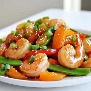 To make a tasty Honey Garlic Shrimp Stir-Fry, you need some key ingredients. Here’s what you will need: - 1 pound large shrimp, peeled and deveined - 3 tablespoons honey - 2 tablespoons soy sauce (or tamari for gluten-free) - 3 cloves garlic, minced - 1 tablespoon fresh ginger, minced - 1 cup bell peppers (mixed colors), sliced - 1 cup snap peas - 2 green onions, chopped - 2 tablespoons vegetable oil - Sesame seeds for garnish - Salt and pepper to taste These ingredients come together quickly for a fresh and flavorful dish. You can add extra flavors to your stir-fry. Consider these optional ingredients: - Red pepper flakes for heat - Fresh cilantro for a fresh taste - Sliced mushrooms for a savory touch - Baby corn for added crunch These additions can make your dish even more exciting. If you have dietary needs, here are some good swaps: - Use shrimp alternatives like chicken or tofu. - Replace soy sauce with coconut aminos for a soy-free option. - Choose low-sodium soy sauce to cut back on salt. - Use agave nectar instead of honey for a vegan option. These substitutions ensure everyone can enjoy this dish, no matter their diet. This dish takes just 15 minutes. First, you will make the sauce. Then, you will cook the shrimp. Finally, you will add the veggies and sauce. 1. Make the Sauce (2 minutes): In a small bowl, mix honey, soy sauce, minced garlic, and ginger. This will add great flavor to your dish. 2. Heat the Pan (1 minute): Heat vegetable oil in a large skillet or wok over medium-high heat. Make sure the oil is hot before adding shrimp. 3. Cook the Shrimp (3-4 minutes): Add 1 pound of shrimp to the pan. Season lightly with salt and pepper. Sauté for about 2-3 minutes. Cook until shrimp turn pink and opaque. 4. Add Vegetables (2-3 minutes): Add 1 cup of sliced bell peppers and 1 cup of snap peas. Stir constantly for 2-3 minutes. Cook until veggies are tender-crisp. 5. Combine Sauce with Shrimp and Veggies (2 minutes): Pour the honey garlic sauce over the mixture. Stir well to coat everything with sauce. Cook for another 1-2 minutes until sauce thickens slightly. 6. Finish with Green Onions (1 minute): Remove from heat. Stir in 2 chopped green onions. This adds a fresh crunch. Serve your honey garlic shrimp stir-fry right away. Garnish with sesame seeds for a nice touch. Enjoy this colorful dish packed with flavors! To cook shrimp just right, start with fresh, large shrimp. Look for shrimp that are firm and have a slight sheen. Peel and devein them before cooking. In the pan, do not overcrowd the shrimp. Give them space to cook evenly. Sauté them for 2-3 minutes until they turn pink. That means they’re ready. Overcooking makes shrimp tough, so keep a close eye. The key to flavor is the sauce. Mix honey, soy sauce, garlic, and ginger in a bowl. This sweet and savory blend works wonders. Adjust the honey or soy sauce to match your taste. Add a pinch of salt and pepper to enhance the dish. Fresh veggies like bell peppers and snap peas bring brightness and crunch. Stir them in at the right time for the best texture. Prep your ingredients before you start cooking. Chop the veggies and mix the sauce in advance. This way, you can cook quickly without rushing. Use a non-stick skillet or wok to avoid sticking. Heat it well before adding the oil and shrimp. This keeps your cooking smooth and fast. Finally, serve it hot from the pan. Enjoy a quick meal in just 15 minutes! {{image_2}} You can swap shrimp for chicken or tofu. Chicken adds a hearty texture. For chicken, use boneless and skinless thighs. Cut them into bite-sized pieces. Cook them in the same way as shrimp. Tofu is great for a plant-based meal. Choose firm tofu, and press it to remove extra water. Cut it into cubes and sauté it until golden brown. Both options work well with the honey garlic sauce. Feel free to mix in different veggies. Broccoli, carrots, or zucchini can enhance the dish. You can also add mushrooms for an earthy flavor. Always choose vegetables that cook quickly. Cut them into small pieces for even cooking. This keeps them tender but still crisp. Use what you have on hand. It's a great way to clean out your fridge. If you like heat, add red pepper flakes or sriracha. Start with a small amount and taste as you go. This adds a nice kick without overpowering the dish. You can also use fresh chili peppers for a bright flavor. Mix it into the honey garlic sauce for more depth. Enjoy the balance of sweet and spicy in every bite. After you enjoy your Honey Garlic Shrimp Stir-Fry, store leftovers right away. Use an airtight container. This keeps the dish fresh and tasty. Let your stir-fry cool down first. Then, seal it tightly and put it in the fridge. It’s best to eat leftovers within three days for the best flavor and safety. When you’re ready to eat your leftovers, reheating correctly is key. You can use a skillet over medium heat. Add a splash of water or oil. This helps keep the shrimp and veggies moist. Stir often until everything is hot. You can also microwave the dish in short bursts. Stir in between to heat it evenly. Some parts of the stir-fry last longer than others. The shrimp should be cooked and eaten within three days. The bell peppers and snap peas can last a week in the fridge. The honey and soy sauce keep well for months. Always check for signs of spoilage before using. Proper storage makes sure your dish stays safe and delicious! It takes just 15 minutes to cook this dish. You will spend 5 minutes prepping and 10 minutes cooking. This quick time makes it great for busy nights. Yes, you can prep some ingredients ahead of time. Chop the veggies and make the sauce earlier. Store them in the fridge for up to a day. This helps save time when you cook. This dish is low in calories and high in protein. One serving has about 220 calories. It provides a good amount of vitamins from the veggies. Shrimp is also a great source of lean protein. Yes, you can make this dish gluten-free easily. Just use tamari instead of soy sauce. This simple swap lets everyone enjoy the meal without worries. In this blog post, we covered the key ingredients for a delicious honey garlic shrimp stir-fry. I shared step-by-step cooking instructions that ensure great results every time. We talked about tips for perfect shrimp and how to save time in the kitchen. You learned about tasty variations and how to store your dish for later. Remember, you can customize this recipe based on your needs. Enjoy making your dish flavorful and easy! Happy cooking!