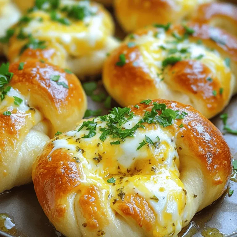 Here is what you need for cheesy garlic knots: - 1 can of refrigerated pizza dough - 1 cup shredded mozzarella cheese - 3 tablespoons unsalted butter, melted - 3 cloves garlic, minced - 1 teaspoon dried Italian herbs (oregano, basil, or thyme) - 1/4 teaspoon red pepper flakes (optional) - 1/4 teaspoon salt - Fresh parsley, chopped (for garnish) Each ingredient plays a key role in bringing this dish to life. The pizza dough forms the base, giving each knot its soft, chewy texture. Shredded mozzarella cheese melts beautifully, adding a creamy, rich flavor. Unsalted butter helps create a golden finish and enhances the taste of garlic. Minced garlic brings a strong aroma and flavor that pairs perfectly with the knots. Dried Italian herbs add a hint of earthiness, while red pepper flakes give a nice kick if you like spice. Salt balances all the flavors, ensuring each bite is tasty. Finally, fresh parsley adds a pop of color and freshness, making your knots look as good as they taste. Gather these ingredients, and you're on your way to making a delicious treat! First, set your air fryer to 380°F (190°C). Preheating gives the knots a nice, even cook. This step takes just a few minutes, so keep an eye on it. Next, roll out the pizza dough on a clean, floured surface. Cut it into strips about 1 inch wide. This size helps the knots cook well and stay fluffy. Now, take a strip of dough. Stretch it slightly, then tie it into a knot. Make sure to pull the ends tight. Repeat this for all the strips until you have a full batch of knots. In a small bowl, mix the melted butter, minced garlic, dried herbs, red pepper flakes, and salt. This garlic herb butter adds great flavor. Stir well to combine all the ingredients. Generously brush each knot with the garlic herb butter mix. Place the knots in the air fryer basket, ensuring they are not too crowded. You may need to cook in batches. Air fry for 8-10 minutes or until golden brown. Once the knots are done, take them out of the air fryer. Immediately sprinkle shredded mozzarella cheese on top. Let the cheese melt slightly before serving. Finish with fresh chopped parsley for a pop of color and flavor. Enjoy your cheesy garlic knots! To make chewy and soft cheesy garlic knots, roll the pizza dough to a thin layer. Cut the dough into strips that are about one inch wide. Stretch each strip gently before tying. This helps create a fluffy inside. Do not overcrowd the air fryer. Air needs space to circulate for a nice golden finish. You can change the taste of your knots easily. Add different cheeses like cheddar or pepper jack for a kick. Try mixing in some chopped sun-dried tomatoes or olives for a twist. If you want more herbs, fresh basil or rosemary work wonders. You can even sprinkle garlic powder for an extra garlic punch. If your knots turn out too hard, they may have cooked too long. Always check them at the 8-minute mark. If they are doughy inside, try cooking for a few more minutes. If the cheese does not melt well, sprinkle a bit more cheese on top before serving. If they stick to the basket, use a light spray of cooking oil before adding the knots. This keeps them from sticking. {{image_2}} You can swap mozzarella for other cheeses. Cheddar adds a sharp taste. Gouda offers a smoky flavor. Try a blend of cheeses for a unique twist. You can even add cream cheese for a rich, creamy center. Blend flavors to find your favorite mix. If you want variety, switch up the herbs. Use fresh basil for a bright taste. Try dill or rosemary for a different aroma. Add a pinch of garlic powder for extra garlic flavor. Experiment with spices like paprika to add a kick. Make each batch special with your favorite herbs. Stuffed knots are fun and tasty. Place a small piece of cheese inside each knot before tying it. You can also add cooked spinach or pepperoni for a heartier treat. Mix in sun-dried tomatoes for a burst of flavor. The options are endless, so get creative! After you enjoy your cheesy garlic knots, let them cool first. Then, place them in an airtight container. Make sure to keep them in the fridge. They will stay fresh for up to three days. For best taste, eat them within this time. To reheat, use your air fryer. Set it to 380°F (190°C). Heat the knots for about 3-5 minutes. You can also use a microwave. Heat them for 20-30 seconds, but they may not be as crispy. You can freeze your cheesy garlic knots too. First, cool them completely. Then, wrap each knot in plastic wrap. Place them in a freezer bag or container. They will last for up to three months. When ready, thaw them in the fridge overnight before reheating. Yes, you can use homemade pizza dough. Just roll it out like the store-bought kind. Cut it into strips and follow the same steps. Homemade dough gives a great flavor and texture. To make garlic knots without an air fryer, bake them in a regular oven. Preheat your oven to 400°F (200°C). Place the knots on a baking sheet lined with parchment paper. Bake for 12-15 minutes, or until golden brown. Brush with garlic butter after baking. Yes, cheesy garlic knots freeze well. Allow them to cool completely first. Place them in a freezer-safe bag or container. They can last up to three months in the freezer. Thaw in the fridge before reheating. Absolutely! Whole wheat dough can add a nutty flavor. Gluten-free dough works too. Just be sure to check the package for baking instructions, as they may differ from regular dough. The knots are done when they are golden brown. You can also check if they feel firm to the touch. The cheese should be melted and bubbly. Enjoy them warm for the best taste! You now have all the steps to make tasty garlic knots in an air fryer. You learned about the simple ingredients, like pizza dough and mozzarella cheese. We covered the easy steps, tips for perfect texture, and even some fun variations. Remember, you can mix flavors based on what you like. Enjoy these knots fresh out of the fryer or save some for later. With the right storage, they stay delicious! Now, go ahead and impress everyone with your new cooking skills!