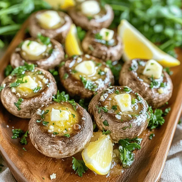- 16 oz (450g) baby bella mushrooms - 4 tablespoons unsalted butter - 4 cloves garlic - 1 tablespoon fresh parsley - 1 teaspoon dried thyme - Salt and pepper to taste - Lemon wedges for serving For these Air Fryer Garlic Butter Mushrooms, you need simple yet fresh ingredients. Baby bella mushrooms give a rich taste and firm texture. You will use four tablespoons of unsalted butter to create that delicious garlic butter base. The garlic adds a strong flavor that pairs perfectly with mushrooms. Fresh parsley gives a bright touch. For seasoning, dried thyme brings an earthy note. You can adjust salt and pepper to match your taste. Lemon wedges add a zesty finish that brightens the dish. This mix of ingredients makes your mushrooms flavorful and easy to prepare. First, let’s make the garlic butter. In a large bowl, mix together: - 4 tablespoons unsalted butter, melted - 4 cloves garlic, minced - 1 tablespoon fresh parsley, chopped - 1 teaspoon dried thyme - Salt and pepper to taste Stir this mix well until it combines into a smooth sauce. Now, move on to the mushrooms. Clean 16 oz (450g) of baby bella mushrooms. Rinse them under cold water and dry with a paper towel. Trim the stems, making them even. This helps them cook well. Next, preheat your air fryer. Set it to 375°F (190°C) and let it warm for about 3-5 minutes. This step makes sure the mushrooms cook evenly. Now, take your garlic butter-coated mushrooms. Place them in the air fryer basket in a single layer. Make sure they aren’t crowded. This helps them get crispy. Air fry the mushrooms for 10-12 minutes. Halfway through, shake the basket gently. This ensures every mushroom cooks well and gets that nice golden color. Once they are done, carefully take the mushrooms out. Toss them again in the remaining garlic butter sauce. This adds even more flavor. For serving, arrange the warm mushrooms on a platter. Serve with lemon wedges on the side. The lemon adds a bright, zesty finish to each bite. Enjoy! To get those golden brown mushrooms, watch the cooking time closely. You want to air fry them until they are tender and have a nice color. Typically, 10 to 12 minutes works well. Remember to shake the basket halfway through. This helps them cook evenly. Avoid overcrowding in the air fryer. If the mushrooms sit too close, they may steam instead of fry. Cook in batches if needed. This way, every mushroom gets that crispy texture you want. To make the dish more interesting, add extra herbs or spices. Fresh thyme or a sprinkle of red pepper flakes can bring a nice kick. Feel free to experiment with your favorite herbs. Adjusting garlic levels is simple. If you love garlic, add more cloves. If you want a milder flavor, use less. The great thing about this recipe is it’s easy to customize to your taste. Garnishing with fresh parsley makes the dish pop. Sprinkle some on top right before serving. It adds a nice splash of color and freshness. For creative serving options, try using lemon wedges on the side. The citrus brings a bright flavor that complements the garlic butter perfectly. Arrange the mushrooms on a nice platter for a lovely presentation. {{image_2}} You can switch up the type of mushrooms you use. Baby bella mushrooms are rich and flavorful. They add a nice depth to your dish. You can also use white button mushrooms. They are milder and will soak up the garlic butter well. If you want something meatier, try portobello mushrooms. They have a hearty texture and are great for grilling too. Get creative with your herbs! You can add rosemary or oregano for a new twist. These herbs bring fresh notes that brighten the dish. Want to make it richer? Add cheese! Goat cheese or Parmesan can give a nice creaminess. Just sprinkle some on top before serving for that extra burst of flavor. Need a vegan option? Use plant-based butter instead of regular butter. It works just as well and keeps the taste. If you are gluten-free, check your seasoning. Some mixes can have hidden gluten. Use fresh herbs and spices to keep it safe. This way, everyone can enjoy the dish! To store your leftover Air Fryer Garlic Butter Mushrooms, let them cool first. Place the cooled mushrooms in an airtight container. Make sure to seal it tightly to keep them fresh. You can keep them in the fridge for up to three days. I recommend using glass containers. They are safe and do not stain. You can see the mushrooms easily, too. To reheat, use your air fryer again. Set it to a low heat, about 350°F (175°C). This method helps keep the mushrooms crispy. Heat for about 5 minutes. Shake the basket halfway through to warm them evenly. Avoid using the microwave. It can make the mushrooms soggy. If you must use it, heat them for a very short time. This way, they will not lose their texture. You can use frozen mushrooms, but fresh ones taste better. Frozen mushrooms lose some texture. If you use them, thaw and drain them first. Pat them dry to avoid extra moisture. This will help them cook better in the air fryer. Check the mushrooms after 10 minutes. They should be tender and golden brown. If they seem soft and juicy, they are ready. If you want more color, air fry them for two more minutes. Just remember to shake the basket halfway through. Yes, you can! Use a skillet on medium heat. Melt the butter and add garlic. Then, add the mushrooms and cook until tender. This will take about 5 to 7 minutes. Stir often to keep the mushrooms from burning. These mushrooms pair well with many dishes. Serve them as a side with steak or chicken. They also taste great on pasta or rice. Try them in a salad for extra flavor. A squeeze of lemon brightens the dish, too! This recipe combines simple ingredients to create flavorful air fryer garlic butter mushrooms. You learned how to prepare, cook, and store them effectively. Remember, you can adjust flavors and use different mushroom types for variety. Experiment with herbs for added taste. Enjoy your dish fresh, and don't hesitate to share with friends and family. With these tips and tricks, you can make incredible mushrooms every time. Get ready to impress with your new cooking skills. Happy cooking!