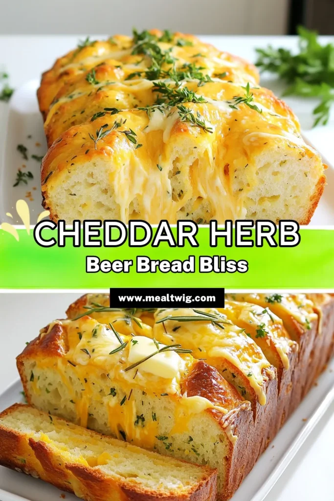 Discover the deliciousness of Savory Cheddar and Herb Beer Bread, a delightful treat that's perfect for any occasion! With easy-to-follow steps using simple ingredients like sharp cheddar, garlic, and fresh herbs, you'll create a mouthwatering loaf that's sure to impress. Don't miss out on this comforting recipe that pairs perfectly with meals or as a snack. Click through to explore the full recipe now! #BeerBread #CheddarBread #BakingRecipes #HomemadeGoodness