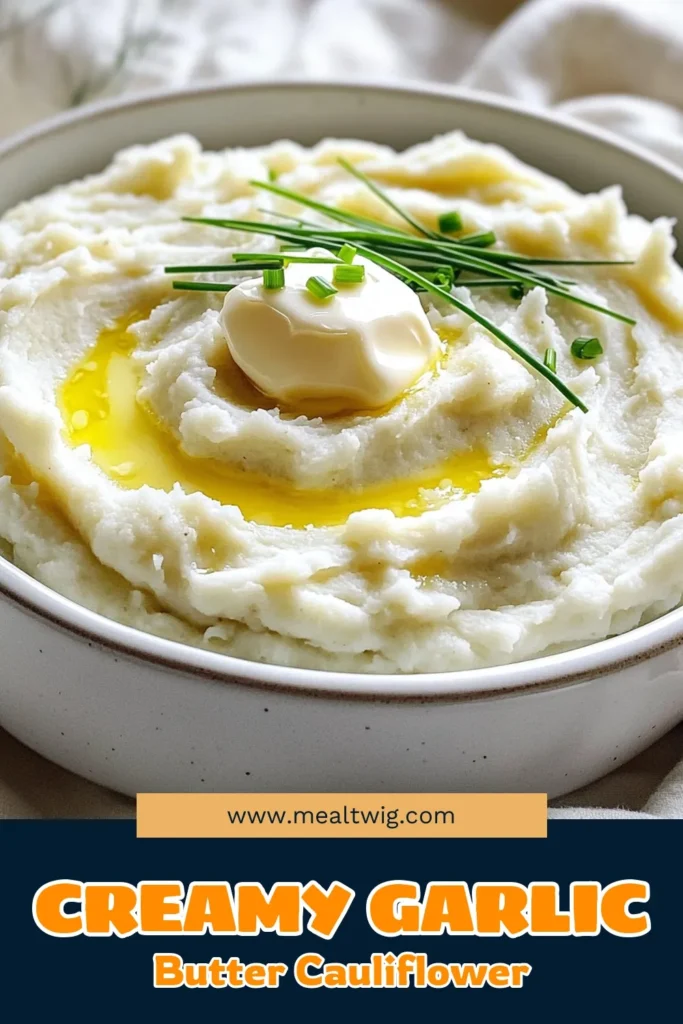 Looking for a delicious and healthy side dish? Try this Garlic Butter Mashed Cauliflower recipe! Creamy, flavorful, and perfect for any meal, it's a low-carb alternative to traditional mashed potatoes. With just a few simple ingredients and easy steps, you can create a delightful dish that's sure to impress. Click through for the full recipe and make your dinner unforgettable! #MashedCauliflower #HealthyEating #LowCarbRecipes #ComfortFood