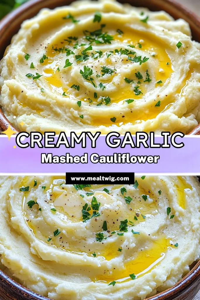 Indulge in a lighter twist on comfort food with this delicious Creamy Garlic Parmesan Mashed Cauliflower recipe! Perfectly creamy and loaded with flavor, it's the ideal side dish for any meal. With just a few simple ingredients like garlic, cream cheese, and Parmesan, you can whip up a dish that delights everyone. Click through to discover the full recipe and elevate your dining experience! #MashedCauliflower #HealthyEating #ComfortFood #LowCarbRecipes