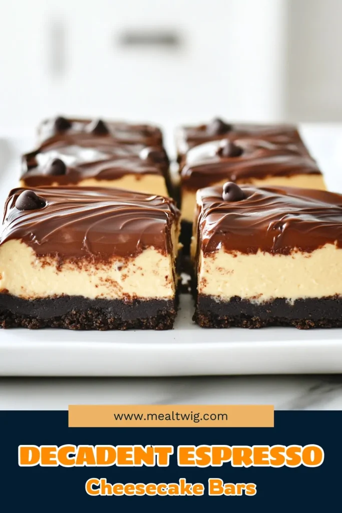 Indulge in the rich flavors of Chocolate Espresso Cheesecake Bars that are perfect for any dessert lover! This easy recipe guides you through creating a decadent treat with a chocolate crumb crust and creamy espresso filling. Ready in just 4 hours, these bars are ideal for sharing at gatherings or enjoying as a personal treat. Click through to explore this delicious recipe and elevate your dessert game! #ChocolateEspressoCheesecakeBars #DessertRecipes #Baking #SweetTreats