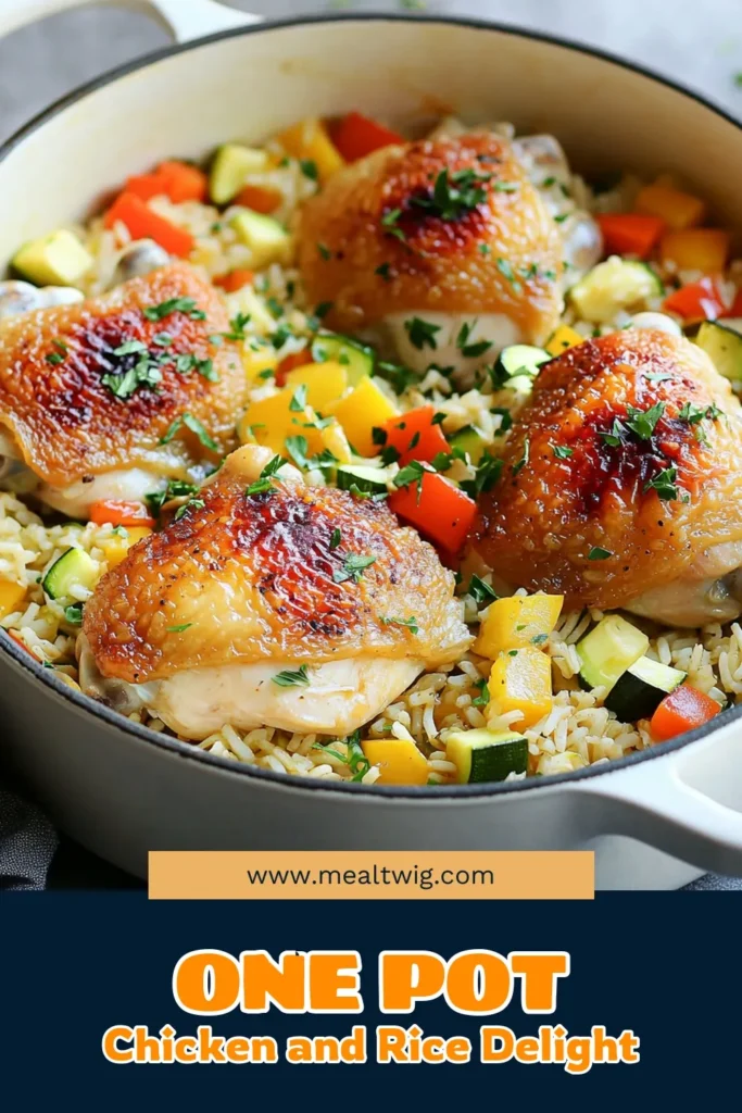 Savor the goodness of One Pot Chicken Rice Veggies with this easy and delicious recipe! Juicy chicken thighs, fragrant jasmine rice, and colorful veggies come together in one pot for a hearty meal that's perfect for busy evenings. Discover how simple cooking can be while enjoying a nutritious dish. Click to explore this quick recipe and impress your family tonight! #OnePotMeals #ChickenRecipes #EasyCooking #HealthyDinner