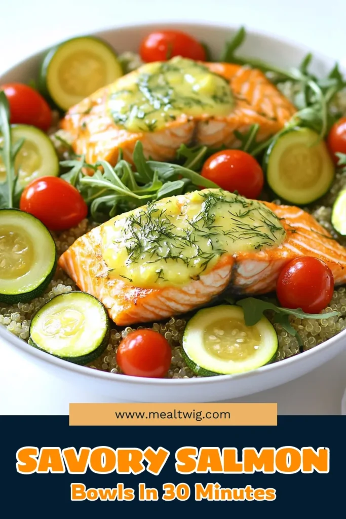 Delight in the freshness of Zesty Lemon Dill Salmon Bowls, a perfect dish for a healthy meal! With succulent salmon, vibrant zucchini, and juicy cherry tomatoes, this recipe is bursting with flavor. It’s quick to prepare, taking just 30 minutes from start to finish. Click through to discover step-by-step instructions and impress your family at dinner tonight. Try it and savor the goodness! #LemonDillSalmon #HealthyRecipes #DinnerInspiration #SalmonBowls