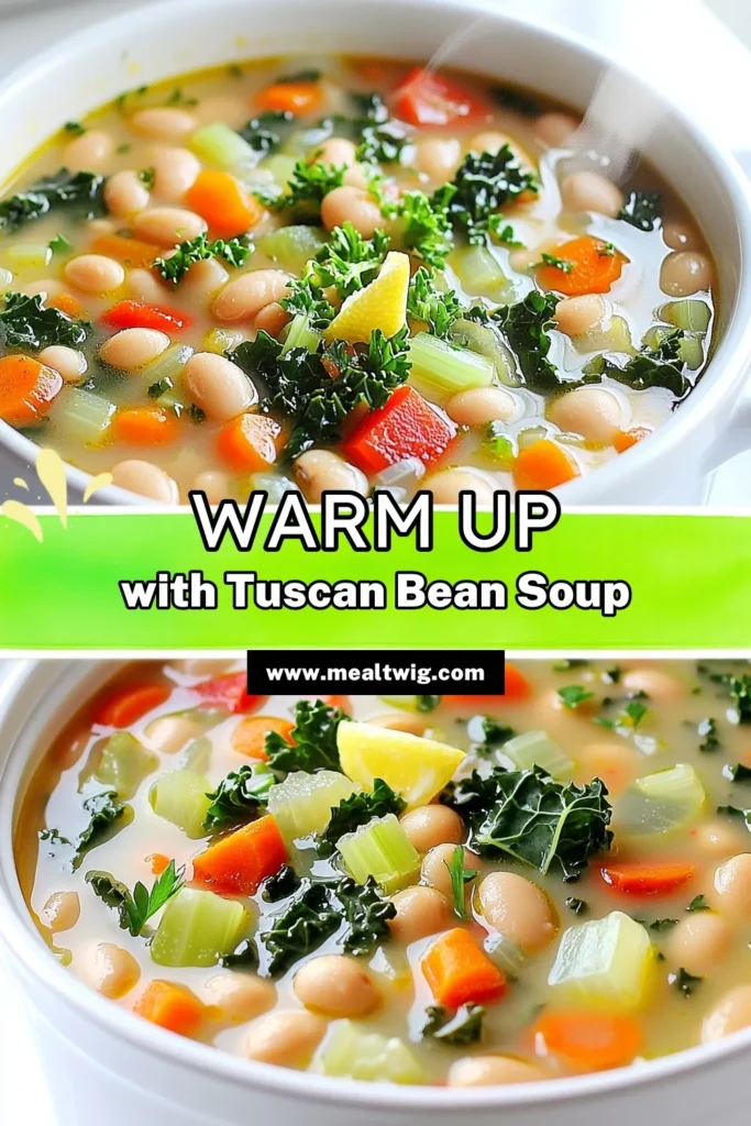 Warm up your evening with a comforting bowl of Cozy One-Pot Tuscan White Bean Soup! Packed with nutritious ingredients like kale, cannellini beans, and fresh herbs, this easy recipe is perfect for any weeknight. Discover how to create this delicious, healthy dish that your family will love. Click through to explore the full recipe and make your kitchen a cozy spot this season! #OnePotRecipes #HealthyEating #SoupSeason #TuscanSoup