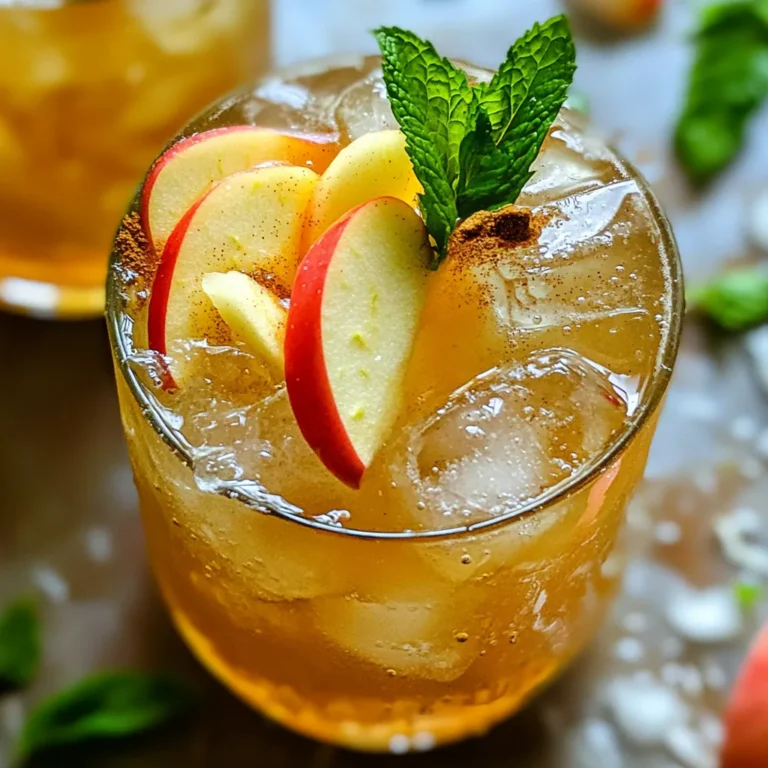Fresh apple cider is key to this drink. It gives the cocktail its sweet and tart base. I like to use local cider for the best flavor. Look for cider that has no added sugar or preservatives. You need about 2 cups of fresh apple cider for four servings. This cider brings warmth and comfort, perfect for fall. To make this drink pop, we add a few flavorings. I use 1 tablespoon of fresh ginger, grated, for a spicy kick. Ginger adds warmth that pairs well with the cider. Next, I add 1 tablespoon of honey for sweetness. Adjust this to your taste. Then, I sprinkle in 1 teaspoon of cinnamon and 1 teaspoon of nutmeg. These spices remind you of cozy fall days. They blend well with the apple cider and bourbon. Garnishes make your drink look great. I love to use fresh mint leaves. You’ll need 4 leaves for the drink and more for garnish. The mint adds a fresh aroma that makes every sip refreshing. For the glass, fill it with ice cubes to chill the drink. Lastly, add apple slices on top for a beautiful finish. This simple touch makes the drink even more appealing. Start by grabbing a mixing pitcher. Add 2 cups of fresh apple cider. Next, add 1 tablespoon of grated fresh ginger. Then, mix in 1 tablespoon of honey. Stir well until the honey dissolves. Now, sprinkle in 1 teaspoon of cinnamon and 1 teaspoon of nutmeg. These spices will add warmth to the drink. Stir again to ensure everything blends well. Now, let’s add some fresh mint. Take 4 mint leaves and drop them into the mixture. Use a muddler or the back of a spoon to press down gently on the leaves. This helps release the minty flavor. Be careful not to tear the leaves too much. You want a nice mint flavor, not mush. It’s time to put the drink together. Fill your glasses with ice cubes. Pour the apple cider mixture over the ice, filling each glass about three-quarters full. Now, top off each drink with sparkling water for that fizzy touch. Finally, stir each glass gently to mix the flavors. For a lovely garnish, add apple slices and a mint leaf on top. Enjoy your refreshing Apple Cider Bourbon Smash! You can change the sweetness to fit your taste. Start with one tablespoon of honey. Taste the mix after stirring. If you want it sweeter, add more honey, one teaspoon at a time. This way, you control the sweetness. Remember, the apple cider itself is sweet. So, taste as you go! Pick a fresh apple cider for the best flavor. Look for cider without added sugar or preservatives. A good cider tastes crisp and fruity. If you can, try local options. They often taste better and support nearby farms. When you find the right cider, your drink will shine. Garnishes make drinks look fun. Use fresh apple slices for a pop of color. They also add a nice touch of flavor. Add a mint leaf on top for freshness. You can even freeze mint leaves in ice cubes for a twist. This way, your drink stays cold and looks cool! {{image_2}} You can enjoy a tasty Apple Cider Bourbon Smash without alcohol. Just skip the bourbon and add more apple cider. This drink still tastes great! Here’s how: - Use 3 cups of fresh apple cider. - Add 1 cup of sparkling water for fizz. - Mix in ginger, honey, cinnamon, and nutmeg as usual. - Muddle the mint and pour over ice. This version is perfect for kids or anyone avoiding alcohol. Want to spice up your drink? You can easily add different flavors. Here are some ideas: - Cloves: Add a pinch of ground cloves for warmth. - Allspice: Mix in a little allspice for a unique taste. - Cardamom: A dash of cardamom can give a nice twist. Feel free to experiment with spice amounts. Each spice gives a different vibe to your cocktail. You can make this drink fruitier too! Adding fruits can change the flavor and look. Here are some fun ideas: - Citrus Fruits: Try adding orange or lemon slices. - Berries: Toss in some fresh raspberries or blueberries for color. - Pineapple: A few pineapple chunks can add a tropical touch. Just remember to adjust the sweetness if you add more fruit. Enjoy your fruity Apple Cider Bourbon Smash! If you have leftover apple cider mix, store it in a sealed container. Keep it in the fridge. It stays fresh for up to three days. Make sure to stir it before serving again. The flavors meld together nicely. You can enjoy it chilled or over ice. Use fresh ingredients for the best taste. Store fresh apple cider in the fridge. Keep grated ginger in a cool, dry place. Mint leaves should stay in a damp paper towel. Place them in a plastic bag for extra freshness. If you cut apple slices, use them right away. They brown quickly, but a squeeze of lemon juice helps. Fresh apple cider lasts about a week in the fridge. Once opened, use it within five days. Grated ginger keeps for about a week. Mint leaves can last about one week too. Honey and spices, like cinnamon and nutmeg, last much longer. Keep them in a cool, dark place for the best flavor. Yes, you can switch the bourbon for other spirits. Rye whiskey adds a spicy kick. Vodka gives a clean taste, while spiced rum brings warmth. Each choice will change the drink's flavor, so feel free to experiment. To make more Apple Cider Bourbon Smash, simply multiply the ingredients. For a batch of eight drinks, use: - 4 cups fresh apple cider - 2 cups sparkling water - 2 tablespoons fresh ginger, grated - 2 tablespoons honey (or to taste) - 2 teaspoons cinnamon - 2 teaspoons nutmeg - 8 fresh mint leaves Mix everything in a large pitcher. Serve over ice in individual glasses. Top with sparkling water, and garnish as usual. This drink fits many fall events. Serve it at harvest parties, Thanksgiving, or Halloween gatherings. It also works well for cozy nights by the fire. Enjoy it during game day or when friends drop by. The fresh flavors delight everyone, making it a go-to choice. This blog post covered how to make an Apple Cider Bourbon Smash. We discussed key ingredients like fresh apple cider and flavorings. You learned step-by-step instructions, from mixing to garnishing. Tips on sweetness and storage helped ensure your drink stays fresh. Finally, we explored variations, including alcohol-free options. Experiment with your drink, and have fun personalizing it! Enjoy making this refreshing treat for your next gathering or special occasion.