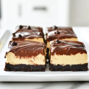 To make these Chocolate Espresso Cheesecake Bars, gather these simple ingredients: - 1 ½ cups chocolate cookie crumbs - ½ cup unsalted butter, melted - 16 oz cream cheese, softened - 1 cup powdered sugar - 1 cup heavy whipping cream - 2 tablespoons instant espresso powder - 1 teaspoon vanilla extract - ½ cup semi-sweet chocolate chips - Pinch of salt Each ingredient plays a key role. The chocolate cookie crumbs provide a rich base. Unsalted butter helps bind the crust together. Cream cheese gives the cheesecake its creamy texture. Powdered sugar adds sweetness without graininess. Heavy whipping cream makes the filling light and fluffy. Instant espresso powder adds bold coffee flavor. Vanilla extract enhances the overall taste. Semi-sweet chocolate chips bring extra chocolate joy. Lastly, a pinch of salt balances the sweetness perfectly. These ingredients come together to create a delightful treat. You can easily find them at any grocery store. Always choose high-quality products for the best flavor. Don't hesitate to experiment with flavors if you like. Start by mixing the chocolate cookie crumbs with the melted butter in a bowl. You want the crumbs to be well-coated. This will help form a tasty base for your cheesecake bars. Next, press the crumb mixture firmly into the bottom of an 8x8 inch baking dish. Use the back of a measuring cup to create a smooth layer. Once pressed, refrigerate the crust for 30 minutes to help it set. Now, let’s create the creamy filling. In a large bowl, beat the softened cream cheese with an electric mixer until it is smooth and creamy. This is key for a nice texture. Gradually add the powdered sugar, espresso powder, and vanilla extract. Mix well until everything is fully combined. The espresso powder adds a rich coffee flavor that pairs well with the chocolate. In a separate bowl, whip the heavy cream until it forms stiff peaks. This means it should hold its shape when you lift the whisk. Gently fold the whipped cream into the cream cheese mixture. Be careful not to deflate the whipped cream too much; you want to keep that light and airy texture. Finally, fold in the semi-sweet chocolate chips for an extra chocolatey touch. Take the cheesecake filling and pour it over the chilled crust. Use a spatula to spread the mixture evenly over the crust. Make sure it is smooth and level. This step is important for a nice look when you cut the bars. Cover the dish with plastic wrap and refrigerate for at least 4 hours. This allows the cheesecake to set properly. If you want to make it a day in advance, that works too! Just keep it covered in the fridge. Once your bars are set, lift them out of the dish using parchment paper if you used it. Cut the cheesecake into bars. For a fun touch, stack the bars on a decorative platter. You can drizzle melted chocolate on top or sprinkle with cocoa powder or coffee beans for a fancy finish. Enjoy your delicious dessert! Measuring ingredients correctly is key for success. For this cheesecake, use a dry measuring cup for the cookie crumbs. Pack the crumbs lightly to avoid extra air. Use a liquid measuring cup for melted butter. This ensures the right texture in your crust. A small scale helps too, especially for cream cheese. This way, you get the perfect amount every time. To whip cream to stiff peaks, start with cold heavy cream. Use a clean bowl and beaters for best results. Whip on medium speed until you see soft peaks. This takes about two minutes. Then, increase the speed to high. Keep mixing until the cream holds its shape. Be careful not to overwhip it, or you'll make butter! For a smooth crust, use the back of a measuring cup to press the mixture. Make sure it’s flat and even. After adding the filling, use a spatula to spread it out. Work from the center to the edges for an even surface. A gentle touch prevents air bubbles and keeps the mixture nice. Want to boost the flavor? Try adding a splash of almond extract for warmth. A little cinnamon can enhance the chocolate taste. If you like coffee, consider using brewed espresso instead of instant. These small changes can elevate your cheesecake. Play around with flavors to find your perfect mix! {{image_2}} You can change the flavor of your bars in fun ways. Try using different types of chocolate. Dark chocolate adds a rich taste. White chocolate gives a sweet twist. Both options work well with the cream cheese. You can also swap espresso for different flavored coffees. Hazelnut coffee or vanilla coffee adds a new spin. If you need gluten-free bars, use gluten-free cookies for the crust. They work just as well and taste great. For a vegan version, swap cream cheese with a plant-based alternative. Use coconut cream instead of heavy cream. These changes keep the taste while fitting your diet. Serve these bars in many ways. For a fun twist, place them in small jars. This makes a cute single-serving dessert. You can also layer them with other desserts. Try adding a layer of fruit or whipped cream. This adds color and flavor to your treat. To keep your chocolate espresso cheesecake bars fresh, store them in the fridge. Use an airtight container or cover the dish tightly with plastic wrap. This helps to prevent them from absorbing any strong odors. Make sure the bars are chilled before you cover them. This way, they stay firm and tasty. You can freeze these cheesecake bars for later enjoyment. First, cut them into squares. Wrap each bar tightly in plastic wrap. Then, place them in a freezer-safe bag. Label the bag with the date. When you're ready to eat them, take out the bars and put them in the fridge overnight to thaw. This keeps their creamy texture intact. These cheesecake bars last up to one week in the fridge. After that, they may lose some flavor and texture. If frozen, they can stay fresh for about three months. Just remember to check for any signs of freezer burn before eating. Enjoying them within these time frames helps you savor every bite! Yes, you can make these bars a day or two ahead. This helps the flavors blend well. Just keep them in the fridge until you are ready to serve. You can try Greek yogurt or mascarpone cheese. These will give a creamy texture, but the taste may change a bit. Check if the edges look firm and the center is slightly jiggly. It will finish setting as it chills. Yes, you can use vanilla wafers or even graham crackers. Each will add a unique flavor to your bars. Chilling for 4 hours helps the bars firm up. If you chill longer, they will taste even better. This blog post covered how to make delicious cheesecake bars step by step. We looked at the simple ingredients, from chocolate cookie crumbs to cream cheese, and how to mix them just right. You learned tips on precision and achieving that perfect whipped cream. We also explored fun variations, dietary options, and storage tips to keep your bars fresh. As you bake, enjoy the process and get creative with flavors. You now have the tools to impress with these delicious treats. Happy baking!