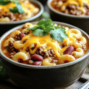 For a tasty Slow Cooker Chili Mac, you need some key ingredients: - 1 pound ground beef or turkey - 1 medium onion, diced - 2 cloves garlic, minced - 1 can (15 ounces) kidney beans, drained and rinsed - 1 can (15 ounces) black beans, drained and rinsed - 1 can (28 ounces) diced tomatoes (with juices) - 2 cups beef broth - 2 cups elbow macaroni - 2 tablespoons chili powder - 1 tablespoon cumin - 1 teaspoon smoked paprika - 1 teaspoon oregano - Salt and pepper to taste - 1 cup shredded cheddar cheese (for topping) - Fresh cilantro or parsley for garnish (optional) These ingredients work together to create a rich and hearty dish. The ground meat gives it protein, while beans add fiber. Tomatoes and broth provide moisture and flavor. You can add extra ingredients to boost the taste: - Bell peppers for sweetness - Jalapeños for heat - Corn for sweetness and texture - A splash of lime juice for brightness These options let you customize your chili mac. Feel free to mix and match based on what you like! If you have dietary needs, here are some swaps: - Use ground chicken or plant-based meat for a lighter option. - Replace beef broth with vegetable broth for a vegetarian dish. - Use gluten-free pasta if you need a gluten-free meal. These substitutions keep the dish tasty while meeting your needs. Enjoy making a chili mac that fits your lifestyle! First, I take a skillet and set it over medium heat. I add one pound of ground beef or turkey. I cook the meat until it turns brown and is fully cooked. This usually takes about 5 to 7 minutes. Next, I drain any extra fat from the skillet. Then, I add a medium onion, diced, and two cloves of minced garlic to the meat. I stir and cook this mixture until the onion is soft and clear, which takes about 3 to 4 minutes. This step brings out great flavors. Now, I carefully transfer the meat mixture into the slow cooker. I open two cans: one with 15 ounces of kidney beans and another with 15 ounces of black beans. I drain and rinse both beans before adding them to the cooker. Next, I add a 28-ounce can of diced tomatoes, including the juices. Then, I pour in 2 cups of beef broth. To spice things up, I mix in 2 tablespoons of chili powder, 1 tablespoon of cumin, 1 teaspoon of smoked paprika, and 1 teaspoon of oregano. I also add salt and pepper to taste. I stir everything well to combine. I cover the slow cooker and set it to cook. For best results, I choose low heat for 6 to 8 hours or high heat for 3 to 4 hours. About 30 minutes before the cooking ends, I stir in 2 cups of elbow macaroni. If the chili looks too thick, I add more broth or water until it’s just right. When the pasta is cooked, I serve the chili mac hot, topped with shredded cheddar cheese. For a fresh touch, I might add cilantro or parsley as a garnish. To get the right texture for your chili mac, add pasta at the end. This keeps the pasta from getting mushy. I usually stir in the elbow macaroni about 30 minutes before serving. If it seems too thick, add more broth or water. This way, you control how creamy or chunky your dish turns out. Toppings make your chili mac more fun and tasty! Shredded cheddar cheese is a must. It melts beautifully on top. You can also use fresh cilantro or parsley for a pop of color. A dollop of sour cream adds creaminess and balances the spice. Try crushed tortilla chips for crunch and extra flavor. One common mistake is not browning the meat first. This step adds deep flavor to your chili mac. Also, be careful with spices. Too much chili powder can overwhelm the dish. Lastly, avoid overcooking the pasta. It should be tender but not mushy. Following these tips will ensure a delicious meal every time. {{image_2}} You can make a tasty vegetarian chili mac. Start by using plant-based ground meat. You can also use lentils instead of beans. For a vegan twist, skip the cheese or use a dairy-free option. Adding more veggies like bell peppers or zucchini boosts the flavor and nutrition. If you want your chili mac spicy, add chopped jalapeños or red pepper flakes. You can also use hot chili powder instead of regular. For a milder dish, use sweet paprika and skip the heat. Adjust the spices to your taste for the best experience. There are many fun add-ins for chili mac. Try corn for a sweet crunch. You can also add diced bell peppers for color and flavor. For a creamy touch, stir in sour cream before serving. Fresh herbs like cilantro or parsley add a nice finish too. After enjoying your chili mac, let it cool down. Use an airtight container to store leftovers. Make sure to divide the chili mac into smaller portions. This way, it will cool faster and stay fresh longer. When you want to eat your leftovers, you can reheat them easily. Place the chili mac in a pot on the stove. Heat it over low to medium heat. Stir often to avoid sticking. You can also use the microwave. Place it in a microwave-safe bowl, cover it loosely, and heat in short bursts. Stir in between to ensure even heating. Freezing is a smart way to save chili mac for later. First, let it cool completely. Then, pour it into a freezer-safe container. Leave some space at the top for expansion. You can freeze it for up to three months. When you're ready to eat it, thaw it in the fridge overnight before reheating. Yes, you can make Slow Cooker Chili Mac ahead of time. Prepare the dish a day before serving. Store it in the fridge overnight. When it's time to eat, simply reheat it in the slow cooker or on the stove. This gives the flavors a chance to blend even more. To thicken your Slow Cooker Chili Mac, you have a few options. You can add a cornstarch slurry. Mix one tablespoon of cornstarch with two tablespoons of cold water, then stir it in. Another way is to let it cook longer with the lid off. This allows excess liquid to evaporate, making the dish thicker. Slow Cooker Chili Mac is great on its own, but you can add sides too. Try serving it with crusty bread for dipping. A fresh salad can balance the meal nicely. You could also add toppings like sour cream, avocado, or extra cheese for more flavor. We’ve explored the main ingredients for a tasty slow cooker chili mac. You can customize it with optional ingredients and make smart substitutions for your diet. I shared step-by-step instructions for clear cooking. Tips helped you avoid common mistakes, and variations let you make unique versions. Remember, leftovers can be stored and reheated easily. Enjoy this hearty meal with friends or family. Slow cooker chili mac is simple, fun, and super delicious. You’re ready to make a great dish!