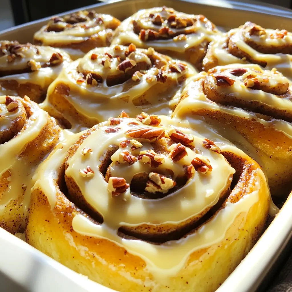 To make these sweet rolls, gather these main ingredients: - 3 ½ cups all-purpose flour - 1 packet (2 ¼ teaspoons) instant yeast - ½ cup whole milk, warmed - ¼ cup granulated sugar - ¼ cup brown sugar, packed - 1 large egg - ½ teaspoon salt - ¼ cup unsalted butter, melted - 2 tablespoons ground cinnamon - ½ cup brown sugar, packed (for filling) These ingredients create a soft, sweet dough that rises beautifully. The brown sugar and cinnamon combo makes the filling rich and warm. You can add these optional ingredients for extra taste: - ½ cup chopped pecans or walnuts Nuts give a nice crunch and boost the flavor of the rolls. Feel free to skip them if you prefer a nut-free treat. For easy cooking, have these tools ready: - Large mixing bowl - Whisk - Rolling pin - Baking dish - Plastic wrap - Oven These tools help you mix, roll, and bake with ease. Each step becomes simple with the right equipment. Enjoy your cooking! To start, grab a large mixing bowl. Combine 2 cups of all-purpose flour, instant yeast, granulated sugar, and salt. Whisk these dry ingredients until they blend well. In another bowl, mix ½ cup of warmed whole milk, ¼ cup of melted unsalted butter, and 1 large egg. Pour this wet mix into your dry ingredients. Gradually add more flour, about ½ cup at a time, until you see a soft dough form. You might need more or less flour based on the weather. Knead the dough on a floured surface for 5 to 7 minutes until it's smooth and stretchy. Place the dough in a greased bowl, cover it with a damp cloth, and let it rise in a warm spot for about 1 hour. It should double in size. Now it’s time to make the filling. Take the risen dough and punch it down gently. Roll it out on a floured surface into a rectangle, about 16 by 12 inches. Spread softened butter over the dough's surface. Next, sprinkle ½ cup of packed brown sugar and 2 tablespoons of ground cinnamon evenly across it. If you like nuts, toss in ½ cup of chopped pecans or walnuts. This adds a nice crunch and flavor. Start at one long side of the rectangle. Carefully roll the dough into a log shape. Pinch the seam to seal it well. Use a sharp knife to cut the log into 12 equal pieces. Place each roll in a greased baking dish, making sure to leave space between them. Cover the dish with plastic wrap and let the rolls rise for another 30 minutes. This second rise will help them become fluffy. Preheat your oven to 350°F (175°C). Bake the rolls for 20 to 25 minutes until they turn golden brown. While they bake, prepare the cream cheese frosting. Mix softened cream cheese and powdered sugar in a bowl until it’s smooth. Once the rolls are done, let them cool slightly. Then drizzle the cream cheese frosting over the top. Enjoy the sweet smell and warm taste of your brown sugar cinnamon rolls! To get the best dough, use the right flour amount. Start with 2 cups and then add more if needed. You want the dough to feel soft but not sticky. Knead it for 5-7 minutes until it’s smooth. This step builds gluten, which gives the rolls a nice rise. Place the rolls with space in between. This helps them bake evenly. Keep the pan covered while they rise. It keeps warmth in and helps the rolls grow. Watch them closely in the oven. They should be golden brown when done, about 20-25 minutes. For a tasty cream cheese frosting, mix softened cream cheese with powdered sugar. Add a splash of vanilla for extra flavor. If you like it sweeter, add more sugar. Drizzle it on the rolls while they are still warm. This makes the frosting melt into the rolls, creating a delicious topping. {{image_2}} If you want to keep your rolls nut-free, just skip the nuts. The filling will still taste great with just brown sugar and cinnamon. You won’t lose any flavor. This simple change makes these rolls safe for those with nut allergies. Cream cheese frosting is a classic choice, but you can try other options. A simple glaze made from powdered sugar and milk adds a nice touch. Mix one cup of powdered sugar with two tablespoons of milk for a sweet drizzle. You might also enjoy a vanilla or maple frosting for a unique twist. You can boost flavor by adding fruits or chocolate. Try mixing in some chopped apples or berries into the filling. This adds moisture and sweetness. For chocolate lovers, sprinkle mini chocolate chips into the filling for a rich taste. Both options will make your cinnamon rolls even more delightful! To keep your brown sugar cinnamon rolls fresh, wrap them tightly in plastic wrap or foil. This helps prevent them from drying out. Store them at room temperature for up to two days. If you want to keep them longer, put them in the fridge. They will stay fresh for about a week in the fridge. Ensure they are sealed well to avoid absorbing odors from other foods. When reheating leftover rolls, preheat your oven to 350°F (175°C). Place the rolls on a baking sheet and cover with foil. Heat them for about 10-15 minutes. This keeps them soft and warm. If you’re in a hurry, you can use the microwave. Just heat each roll for about 15-20 seconds. Be careful not to overheat them, as this can make them tough. To freeze your rolls, let them cool completely first. Wrap each roll in plastic wrap, then place them in a freezer bag. They can be frozen for up to three months. When you want to enjoy them, remove the rolls from the freezer. Let them thaw in the fridge overnight. You can reheat them in the oven afterward. This method keeps their taste and texture intact. Yes, you can use whole wheat flour. Whole wheat flour gives a nutty flavor. It can make the rolls denser. I suggest mixing it with all-purpose flour for a lighter texture. Start with half and half. This way, you get the taste and texture you want. If your dough doesn’t rise, check your yeast. It may be old or inactive. Make sure your milk is warm, not hot. Hot milk can kill the yeast. Another tip is to place the dough in a warm spot. You can turn the oven on for a minute, then turn it off. Let the dough rise there. You can make these rolls ahead of time. Prepare the dough and filling. Roll them up and cut them. Place the rolls in the pan, then cover and refrigerate. When you are ready to bake, let them sit at room temperature for about 30 minutes. Then, bake as usual. Store leftover cream cheese frosting in an airtight container. Keep it in the fridge for up to one week. You can also freeze the frosting. Just make sure to thaw it in the fridge before use. Mix it well before spreading it on your rolls. Yes, you can use granulated sugar instead of brown sugar. Your rolls will be less rich and not as sweet. Brown sugar adds moisture and a hint of caramel flavor. If you want, you can add a bit of molasses to granulated sugar to mimic that flavor. Brown sugar cinnamon rolls are simple to make and oh-so-delicious. You now know the key ingredients, step-by-step instructions, and tips for perfect rolls. Explore variations to suit your taste. Don't forget how to store and reheat them for later. Each bite is worth the effort, and you have the tools to impress. Enjoy the process and share these tasty treats with others!