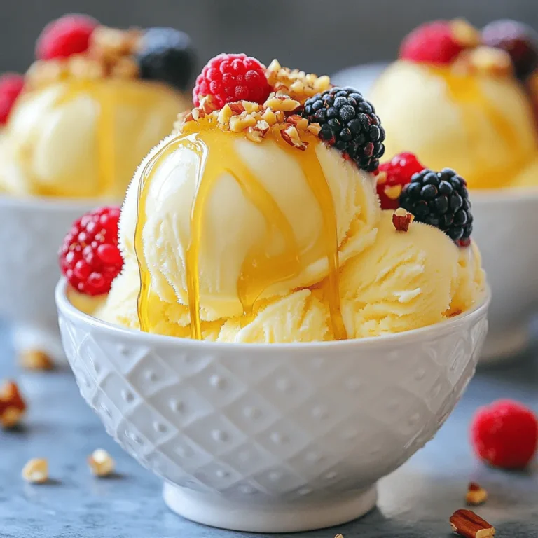 You need 2 cups of cottage cheese for this recipe. I like using 1% or 2% fat for a nice creaminess. Cottage cheese brings protein and a smooth texture to your ice cream. It serves as the base and gives it a rich taste without being too heavy. For sweetness, use 1/4 cup of honey or maple syrup. You can adjust this to fit your taste. If you prefer less sugar, try using a sugar substitute. The sweetener balances the flavor of the cottage cheese well. It makes your ice cream delightful and satisfying. You will also need 1/2 cup of unsweetened almond milk. This helps blend everything smoothly. Add 1 teaspoon of vanilla extract for a warm, inviting flavor. If you want extra creaminess and protein, include 1/2 cup of Greek yogurt. For a treat, mix in 1/4 cup of dark chocolate chips. Finally, a pinch of sea salt enhances all the flavors. To start, gather your ingredients. You need: - 2 cups cottage cheese (preferably 1% or 2% for creaminess) - 1/2 cup unsweetened almond milk (or any milk of your choice) - 1/4 cup honey or maple syrup (adjust based on sweetness preference) - 1 teaspoon vanilla extract - 1/2 cup Greek yogurt (for extra creaminess and protein) - 1/4 cup dark chocolate chips (optional, for chocolate lovers) - A pinch of sea salt Now, grab a blender or food processor. Add the cottage cheese, almond milk, and sweetener. Don’t forget the vanilla extract and Greek yogurt. Blend all the ingredients until smooth. You want a creamy texture. If you notice lumps, scrape the sides and blend again. Taste the mixture. If it needs more sweetness, add more honey or maple syrup. A pinch of sea salt boosts the flavor. If you love chocolate, fold in the dark chocolate chips gently after blending. This adds a rich touch to your ice cream. Pour the blended mixture into your ice cream maker. Churn it according to the manufacturer's instructions. This usually takes about 20 to 25 minutes. You’ll see it transform into a soft-serve texture. If you prefer a firmer ice cream, transfer it to a freezer-safe container. Freeze it for 2 to 3 hours. Before serving, let it warm up for a few minutes. This makes scooping easier. Enjoy your healthy, high-protein treat! To get a smooth and creamy texture, use 1% or 2% cottage cheese. Blend it well with almond milk and Greek yogurt. If your ice cream is too soft, freeze it for a few hours. This helps it firm up nicely. Let it sit out for a few minutes before serving. This makes it easier to scoop. Vanilla extract adds a sweet touch. You can also play with sweeteners like honey or maple syrup. Adjust the sweetness to fit your taste. For chocolate lovers, fold in dark chocolate chips after blending. A pinch of sea salt also boosts the flavor. Don't skip this step; it makes a big difference! Serve this ice cream in elegant bowls. Top with fresh berries or a drizzle of honey for extra flair. Crushed nuts or coconut flakes add a nice crunch. You can also use colorful sprinkles for a fun look. A beautiful presentation makes your treat even more tempting! {{image_2}} This cottage cheese ice cream packs a protein punch. Each serving has about 15 grams of protein. It comes mainly from the cottage cheese and Greek yogurt. Together, they boost this sweet treat's nutrition. This is much higher than regular ice cream, which often has little protein. Cottage cheese is a true superfood. It is low in fat and rich in calcium. Calcium helps keep bones strong. It also helps you feel full longer. This means you might eat less later. The probiotics in Greek yogurt can aid your gut health. This makes cottage cheese ice cream a smart choice for your diet. Traditional ice cream can be high in sugar and fat. It often has fewer nutrients, too. In contrast, cottage cheese ice cream offers a healthier option. It keeps the creamy texture while cutting down on calories. You get a delicious dessert without the guilt. Enjoying a scoop of this ice cream means treating yourself well. You can change the flavor of your cottage cheese ice cream easily. Here are some fun ideas: - Chocolate: Add cocoa powder or melted dark chocolate. - Fruit: Blend in fresh fruits like strawberries or mangoes. - Nutty: Stir in almond butter for a creamy, nutty taste. - Coffee: Mix in brewed coffee for a classic coffee flavor. These ideas make the ice cream exciting every time you make it. If you want a dairy-free version, swap the cottage cheese with silken tofu. It still gives a creamy texture. Use coconut milk instead of almond milk for more flavor. Maple syrup stays a great choice for sweetening. This way, you can enjoy the ice cream without dairy! Add fun textures and flavors with mix-ins and toppings. Here are some great options: - Nuts: Chopped almonds or walnuts give a crunchy bite. - Choc Chips: Dark chocolate chips add a sweet touch. - Coconut Flakes: Add unsweetened coconut for tropical vibes. - Fresh Fruit: Top with berries or banana slices for extra freshness. You can mix these in right before churning or top them when serving. This makes each scoop a surprise! You can use Greek yogurt instead of cottage cheese. Greek yogurt gives a creamy texture. It also adds extra protein. However, the taste will change slightly. If you like the tangy flavor of yogurt, go for it! Just remember to adjust the liquid in your recipe. Greek yogurt is thicker, so you may want to add a bit more almond milk. This swap makes the ice cream lighter but still tasty. Cottage cheese ice cream lasts about two weeks in the freezer. After that, it may lose its best taste and texture. To keep it fresh, store it in a tight container. Make sure to press plastic wrap on top before putting on the lid. This helps to avoid ice crystals. If you notice any freezer burn, don’t eat it. It will affect the flavor and texture. Yes, this recipe is great for weight loss diets. Cottage cheese is low in fat and high in protein. This helps you feel full longer. Using honey or maple syrup keeps added sugar low. You control how sweet it is. You can also skip the chocolate chips to cut calories. This ice cream is a healthy choice. It allows you to enjoy a sweet treat without guilt. This blog post explored how to make delicious cottage cheese ice cream. We covered the key ingredients, like cottage cheese and sweeteners, and how to prepare and blend them. I shared tips for the perfect texture and flavor, plus nutritional info. You can try different flavors, dairy-free options, and fun toppings. Remember, this ice cream is a healthy treat that can fit into your diet. Enjoy mixing, tasting, and creating your own unique version!