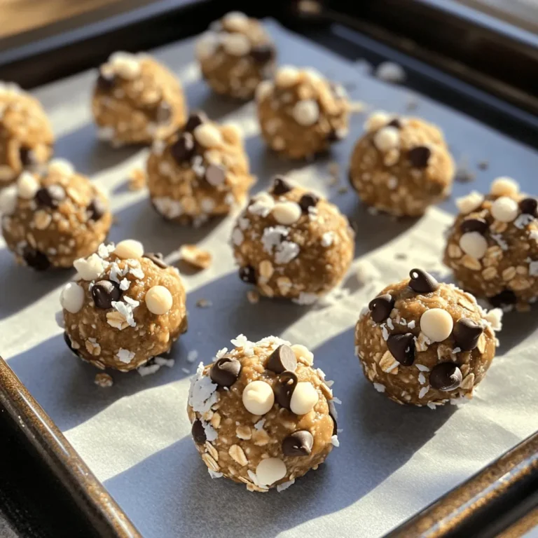For Peanut Butter Oat Energy Balls, you need a few simple ingredients. Here’s what you will gather: - 1 cup rolled oats - 1/2 cup creamy peanut butter - 1/4 cup honey (or maple syrup for a vegan option) - 1/4 cup ground flaxseed - 1/2 cup mini chocolate chips (or nuts/seeds of choice) - 1/4 teaspoon salt - 1 teaspoon vanilla extract - Optional: 1/2 teaspoon cinnamon These ingredients make a tasty and easy snack. The rolled oats give a nice base, while the peanut butter adds creaminess. You can switch honey for maple syrup if you want a vegan option. Ground flaxseed gives extra nutrition. Mini chocolate chips are fun, but you can use nuts or seeds too. A hint of salt and vanilla brings all the flavors together. If you love cinnamon, sprinkle some in for warmth. Each ingredient plays a role in making these energy balls both yummy and healthy. Making peanut butter oat energy balls is simple and quick. You will need about 10 minutes to prep and 30 minutes to chill. This snack is easy and fun to make! - Mixing dry ingredients Start with a large bowl. Add 1 cup of rolled oats, 1/4 cup of ground flaxseed, and 1/4 teaspoon of salt. If you like, add 1/2 teaspoon of cinnamon for extra flavor. Mix these dry items well. - Adding wet ingredients Next, add 1/2 cup of creamy peanut butter, 1/4 cup of honey (or maple syrup), and 1 teaspoon of vanilla extract to the dry mix. Use a spatula or your hands. Combine everything until it looks uniform and sticky. - Combining and refrigerating Now, fold in 1/2 cup of mini chocolate chips. You can also use nuts or seeds if you prefer. Once mixed, cover the bowl and place it in the fridge for about 30 minutes. Chilling makes it easier to work with. After the mixture is chilled, take it out. Use your hands to roll the mix into small balls, about 1 inch in size. You can make around 12 to 15 energy balls. Place them on a baking sheet lined with parchment paper. If you want, roll the balls in extra oats or coconut for a nice touch. Store these tasty snacks in an airtight container in the fridge or freeze them for later! To get your energy balls just right, you may want to adjust sweetness levels. If you like it sweeter, add more honey or maple syrup. If you prefer less sweetness, use less. Taste the mixture before rolling it into balls. This way, you can find the flavor that makes you smile. Storing and handling the mixture is also key. After mixing, chill the dough for 30 minutes. This helps it firm up and makes rolling easier. If the mixture feels too sticky, add a bit more oats or flaxseed. Get creative with flavor add-ins! You can mix in dried fruits like cranberries or raisins for a chewy twist. If you want a nutty flavor, add chopped nuts or seeds. You can also experiment with spices like cinnamon or nutmeg for extra warmth. For alternative coatings and textures, think outside the box. Roll your energy balls in extra oats or coconut flakes for a fun crunch. You can even coat them in crushed nuts for added flavor. Each option gives your energy balls a unique touch. {{image_2}} If you want a nut-free snack, try using seed butter. Sunflower seed butter works great! It has a similar creamy texture. You can also use pumpkin seed butter for a fun twist. Both options keep the energy balls tasty and safe for kids with nut allergies. For those who follow a vegan diet, you can make easy swaps. Instead of honey, use maple syrup. It adds sweetness and keeps the balls plant-based. You can also check that your chocolate chips are dairy-free. This way, everyone can enjoy these yummy snacks! Mixing in different flavors can make your energy balls unique. You can add dried fruits like cranberries or raisins for sweetness. Chopped nuts or seeds can add crunch. If you like spice, try adding cinnamon or nutmeg. Each mix-in gives a new taste adventure! Peanut Butter Oat Energy Balls pack a punch of nutrition. They offer a great mix of proteins, healthy fats, and carbs. This snack is not just tasty; it helps fuel your body. You can enjoy them before a workout or as a quick snack. They are simple to make and keep you full. - Calories per ball: Each ball has about 100 calories. This amount is perfect for a snack. - Protein, fat, and carb content: Each ball gives you around 3 grams of protein, 4 grams of fat, and 13 grams of carbs. These numbers can help you plan your meals well. - Energy-boosting properties: The oats and peanut butter provide energy. They help you feel strong and ready to take on your day. Flaxseed adds extra nutrition and can help with digestion. - Nutritional value of oats and flaxseed: Oats are great for heart health. They contain fiber that helps lower cholesterol. Flaxseed is high in omega-3 fatty acids, which are good for your heart and brain. These ingredients make your energy balls a smart choice! Peanut Butter Oat Energy Balls last up to two weeks in the fridge. Keep them in an airtight container to stay fresh. If you want to keep them longer, freeze them. They can last for up to three months in the freezer. Yes, you can freeze these energy balls. After rolling them, place them in a single layer on a baking sheet. Freeze until solid, then transfer them to a container or bag. This method helps keep them from sticking together. You can use almond butter, sunflower seed butter, or cashew butter as substitutes for peanut butter. Each option brings its own flavor and texture. If you have nut allergies, sunflower seed butter is a great choice. Yes, these energy balls are gluten-free if you use certified gluten-free oats. Always check the labels to ensure there is no cross-contamination. This way, you can enjoy them without worries. As a snack, one to two energy balls is a good amount. They are packed with nutrients and energy. You can adjust based on your activity level and hunger. We explored how to make tasty peanut butter oat energy balls. We started with the right ingredients, from oats to chocolate chips, and walked through each step. You can customize these balls to fit your taste and diet. Remember, you can adjust sweetness and add fun flavors. They offer great energy and nutrition. Enjoy making your own healthy snacks that boost energy and taste great!