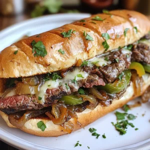 To make a great Steak Bomb Sandwich, you will need: - 1 lb ribeye steak, thinly sliced - 1 large green bell pepper, sliced - 1 large onion, sliced - 2 tablespoons olive oil - 1 teaspoon garlic powder - 1 teaspoon black pepper - Salt to taste - 4 hoagie rolls - 1 cup provolone cheese, shredded - 1 tablespoon Worcestershire sauce - Fresh parsley, chopped (for garnish) These ingredients create a tasty and satisfying sandwich. The ribeye steak brings rich flavor, while the peppers and onions add sweetness and crunch. To customize your sandwich, consider adding: - Sliced mushrooms - Jalapeños for heat - Spinach or arugula for freshness - Different cheese types like mozzarella or cheddar These options let you make the sandwich your own. Mix and match to find your favorite combination. If you don’t have ribeye steak, try: - Sirloin or flank steak - Grilled chicken for a lighter option - Tofu for a vegetarian choice You can also swap the hoagie rolls for: - Sub rolls or baguettes - Lettuce wraps for a low-carb option These substitutions keep the flavors fun while catering to your needs. Don't hesitate to get creative! {{ingredient_image_1}} Start by gathering your ingredients. Thinly slice 1 lb of ribeye steak. Next, slice 1 large green bell pepper and 1 large onion. Heat 2 tablespoons of olive oil in a large skillet over medium-high heat. This oil helps cook the veggies and adds flavor. Add the sliced onions and green bell peppers to the hot skillet. Sauté for about 5-7 minutes. You want them tender and slightly caramelized. After they are done, take them out and set them aside. In the same skillet, add the thinly sliced ribeye steak. Sprinkle it with 1 teaspoon of garlic powder, 1 teaspoon of black pepper, and a pinch of salt. Cook for 3-5 minutes. Make sure to turn the steak occasionally until it is browned. Once browned, stir in 1 tablespoon of Worcestershire sauce. Mix everything well. Then, return the sautéed onions and bell peppers to the skillet. Mix everything together for another minute until heated through. Preheat your oven to 350°F (175°C). Slice the hoagie rolls open, but not all the way through. Lay them on a baking sheet. Divide the steak mixture evenly among the rolls. Top each roll with 1 cup of shredded provolone cheese. Bake in the oven for about 5-7 minutes. You want the cheese to melt and bubble. After baking, remove the sandwiches from the oven. Garnish with fresh chopped parsley. Serve immediately for a tasty treat! To make the best steak, start with good meat. I love ribeye because it has great flavor. Slice it thin for quick cooking. Heat your pan until it’s hot but not smoking. This helps get a nice sear on the steak. Cook it for just a few minutes. You want it brown but not dry. Let it rest for a minute before serving. This keeps it juicy. When cooking your veggies, keep an eye on the time. Sauté them for about 5-7 minutes. You want them tender but still crisp. If they start to brown too fast, lower the heat. This helps them cook evenly. Make sure to stir often. This way, all sides get cooked and coated in flavor. Presentation makes your steak bomb sandwich more fun. Use parchment paper or wooden boards to serve. This gives a rustic look. Add a side of crispy fries or a salad for balance. A sprinkle of fresh parsley on top makes it pop. It’s all about making it look as good as it tastes! Pro Tips Slice Against the Grain: For tender steak, always slice the ribeye against the grain. This shortens the muscle fibers and makes each bite easier to chew. Cheese Melting Trick: To achieve a perfectly melted provolone, cover the sandwiches with aluminum foil while baking for the first few minutes, then remove it to allow the cheese to brown. Customize Your Veggies: Feel free to add other vegetables like mushrooms or jalapeños for extra flavor and texture. Just sauté them along with the onions and peppers. Serve with Dipping Sauce: Consider serving your Steak Bomb Sandwiches with a side of marinara or aioli for dipping. It adds an extra layer of flavor and a fun twist! {{image_2}} Cheese can change your steak bomb sandwich. Provolone is classic, but try others too. - Mozzarella: This cheese melts well and adds a mild taste. - Cheddar: Sharp cheddar gives a nice kick of flavor. - Pepper Jack: This cheese adds spice and creaminess. Mixing cheeses can also create new flavors. Choose what you love. You can add many veggies to your steak bomb sandwich. Here are some tasty options: - Mushrooms: Sauté them for an earthy flavor. - Spinach: Add fresh spinach for a bit of crunch and color. - Tomatoes: Use sliced tomatoes for freshness. Feel free to mix and match. The goal is to create your perfect sandwich. If you like heat, spice up your steak bomb sandwich. Here are some ideas: - Jalapeños: Add sliced jalapeños for a nice kick. - Hot Sauce: Drizzle your favorite hot sauce on top. - Spicy Aioli: Mix mayo with sriracha for a creamy, spicy sauce. Experimenting with heat can make your sandwich stand out. Enjoy creating your own spicy twist! To store leftover steak bomb sandwiches, wrap each one tightly in plastic wrap. This keeps the bread fresh and the filling tasty. You can also use a sealed container. Make sure to store them in the fridge. They will last up to three days. For best results, reheat the sandwiches in the oven. Preheat your oven to 350°F (175°C). Place the sandwich on a baking sheet and cover it with foil. Heat for about 10-15 minutes, or until warmed through. You can also microwave them, but the bread may become soft. If you do use the microwave, heat for 30 seconds, then check if it's warm enough. If you want to freeze your steak bomb sandwiches, wrap each one well in foil. Then place them in a freezer bag to avoid freezer burn. They can last up to three months in the freezer. When ready to eat, thaw them in the fridge overnight. Reheat them in the oven as mentioned above for the best taste. A Steak Bomb Sandwich is a tasty meal that features thin slices of ribeye steak. You cook the steak with peppers and onions, then load it into a hoagie roll. Topping it with provolone cheese makes it even better! This sandwich is hearty and full of flavor. It's a popular choice for lunch or a quick dinner. Yes, you can use other meats! You might try chicken, pork, or even turkey. Just remember to slice the meat thinly for the best texture. Each type of meat will give the sandwich a different taste. For example, chicken adds a light flavor, while pork brings a sweeter note. Feel free to experiment! The best Steak Bomb Sandwich often comes from local delis or sandwich shops. Check out places that focus on fresh ingredients. You can also find great versions at food trucks that serve gourmet sandwiches. If you're feeling adventurous, try making your own at home with fresh ingredients! In this post, we explored the recipe for a delicious Steak Bomb Sandwich. We covered essential ingredients, cooking methods, and helpful tips to get it just right. You learned about adding your favorite toppings and ways to customize your sandwich. Remember, choosing the right cheese can elevate your meal. Follow the storage tips for leftovers to enjoy later. Keep experimenting with flavors and making it your own! Making a Steak Bomb Sandwich can be fun and tasty if you follow these steps. Enjoy the cooking!