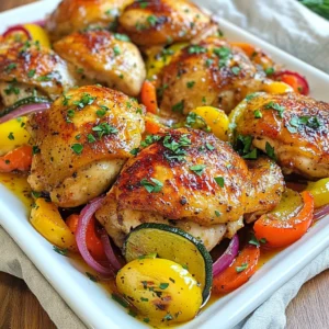 - 4 boneless, skinless chicken thighs - 1 red bell pepper, sliced - 1 yellow bell pepper, sliced - 1 zucchini, sliced - 1 red onion, cut into wedges - 2 tablespoons olive oil - 1 teaspoon garlic powder - 1 teaspoon smoked paprika - 1 teaspoon dried oregano - Salt and pepper to taste - Fresh parsley, chopped Air fryer chicken and veggies bring joy to dinner. First, we need chicken thighs. They are juicy and cook well in the air fryer. Choose fresh, boneless, skinless thighs for the best taste. Next, let’s add colorful veggies. I love using red and yellow bell peppers for sweetness. Zucchini adds a nice crunch, and red onion gives depth to the flavor. Together, they create a beautiful plate. For flavor, we use olive oil. It helps the spices stick to the chicken and veggies. Garlic powder adds a nice kick. Smoked paprika gives a warm, smoky flavor. Dried oregano brings an Italian touch. Don’t forget salt and pepper to enhance all the tastes. Finally, we garnish with fresh parsley. It adds a pop of color and freshness. This simple herb brightens the whole dish. Enjoy these delicious flavors in every bite! {{ingredient_image_1}} To start, take 4 boneless, skinless chicken thighs. Place them in a large bowl. Add 2 tablespoons of olive oil. Next, sprinkle in 1 teaspoon of garlic powder, 1 teaspoon of smoked paprika, and 1 teaspoon of dried oregano. Season with salt and pepper to taste. Mix well so that the chicken is fully coated. Let it marinate for at least 15 minutes. This step helps the chicken soak up all those great flavors. While the chicken marinates, let’s prep the veggies. Grab a second bowl and toss in 1 sliced red bell pepper, 1 sliced yellow bell pepper, 1 sliced zucchini, and wedges of 1 red onion. Drizzle a little olive oil over the veggies and add salt and pepper. Mix them well to coat all the pieces evenly. This adds flavor and makes them delicious when cooked. Now, it’s time to cook! Preheat your air fryer to 400°F (200°C). This usually takes about 5 minutes. Once it’s hot, place the marinated chicken thighs in the basket. Spread them out in a single layer. Cook the chicken for 10 minutes. After this time, carefully open the air fryer and add the seasoned veggies around the chicken. Cook everything for another 10-12 minutes. Shake the basket halfway through. This helps everything cook evenly. To know if your meal is done, check the chicken’s internal temperature. It should reach 165°F (75°C) to be safe to eat. The veggies should be tender and have a slight char. This means they are perfectly cooked and ready to enjoy. For the best flavor, marinate the chicken for at least 15 minutes. This helps the spices soak in. You can also marinate it longer, up to two hours, if you have time. Just keep it in the fridge. This extra time allows the chicken to get even more tasty. To ensure even cooking in the air fryer, place the chicken in a single layer. Avoid stacking. This allows hot air to flow around the chicken and veggies. Shake the basket halfway through cooking for best results. This helps everything cook evenly and get that nice crispy texture. To make your dish look appealing, serve the chicken and veggies on a large platter. Drizzle a bit of extra olive oil on top. Add a sprinkle of fresh parsley for color. This adds a nice touch and makes the dish look gourmet. You can also arrange the veggies in a colorful pattern to catch the eye. Pro Tips Marination Matters: Allowing the chicken to marinate for at least 15 minutes enhances the flavor profile. For even better results, marinate it for a few hours or overnight in the refrigerator. Veggie Variety: Feel free to mix and match your vegetables based on what's in season or what you have on hand. Broccoli, asparagus, or carrots can add even more color and nutrients. Don’t Overcrowd: When cooking, make sure not to overcrowd the air fryer basket. This allows for even cooking and helps achieve that perfect crispiness. Check Temperature: Always use a meat thermometer to ensure the chicken reaches an internal temperature of 165°F (75°C) for safety and the best texture. {{image_2}} You can switch up the protein in this dish. Chicken thighs are great, but chicken breast works too. If you prefer something plant-based, tofu is an excellent option. Just press the tofu to remove extra water. Cut it into cubes and marinate like the chicken. It absorbs flavors well and cooks nicely in the air fryer. Feel free to use different vegetables based on what's in season. Broccoli, carrots, and asparagus all make great additions. If you like greens, try adding snap peas or green beans. The air fryer brings out the natural sweetness of vegetables. Mixing colors adds fun to your plate and boosts nutrients. Experiment with spices and marinades. Try a zesty lemon herb mix with lemon juice, thyme, and rosemary. If you enjoy heat, add some chili powder or cayenne pepper. A honey mustard glaze can give your chicken a sweet twist. The best part? You can adjust flavors based on your mood or what you have on hand. To store leftovers, let the chicken and veggies cool down first. Place them in an airtight container. This helps keep them fresh. You can store them in the fridge for up to three days. If you want to enjoy them later, make sure to seal the container tightly. If you want to freeze portions, let the dish cool completely. Divide it into smaller, freezer-safe containers. You can use freezer bags too. Remove as much air as possible before sealing. This prevents freezer burn. The chicken and veggies can last up to three months in the freezer. Remember to label the containers with the date. To reheat air fryer chicken and veggies, use the air fryer for best results. Set it to 350°F (175°C) and heat for about 5-8 minutes. This method keeps the chicken crispy. You can also use a microwave if you're in a hurry. Just heat it on medium power for 2-3 minutes. Make sure everything is hot before serving. Cooking chicken thighs in an air fryer usually takes about 20 minutes. Start by cooking the chicken for 10 minutes at 400°F (200°C). After this, carefully add veggies and cook for another 10 to 12 minutes. Always check that the chicken reaches an internal temperature of 165°F (75°C) before serving. This step ensures the chicken is safe to eat and juicy. Yes, you can cook frozen chicken thighs in the air fryer. Place the frozen thighs in the basket. Cook them for about 25 to 30 minutes at 400°F (200°C). Flip halfway through. Make sure to check the internal temperature. It should reach 165°F (75°C) for safety. Air fryer chicken and veggies go well with many sides. Here are some ideas: - Rice: White, brown, or wild rice adds a nice base. - Quinoa: This nutty grain is a healthy option. - Salad: A fresh green salad can add crunch. - Couscous: This fluffy grain soaks up flavors nicely. - Bread: Garlic bread or crusty rolls can be a great addition. These sides enhance the main dish and create a complete meal. Enjoy! In this post, I covered everything you need for air fryer chicken and veggies. We discussed the main ingredients, useful tips, and step-by-step instructions for an easy meal. I shared various protein and vegetable options for flexibility and storage advice to keep leftovers fresh. Cooking can be fun and simple. With these insights, you can enjoy delicious meals every time. Experiment and make this dish your own, as it can fit any taste or preference. Happy cooking!