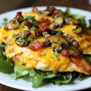 For this tasty dish, you will need: - 4 boneless, skinless chicken breasts - 1 cup honey mustard dressing - 1 cup shredded Monterey Jack cheese - 1 cup shredded cheddar cheese - 4 strips cooked turkey bacon, crumbled - 1 cup sautéed mushrooms (fresh or canned) - 2 tablespoons olive oil - 1 teaspoon garlic powder - 1 teaspoon smoked paprika - Salt and pepper, to taste - Fresh parsley, for garnish You can change some ingredients if needed. Try using chicken thighs for juicier meat. If you want a lighter option, use Greek yogurt instead of honey mustard. For cheese, mix in gouda or mozzarella. If you have a veggie lover, add spinach or bell peppers for extra crunch. You can also swap turkey bacon with regular bacon if you prefer. Quality makes a big difference in taste. Look for chicken breasts that are plump and fresh. Check for a nice pink color with no dark spots. When choosing cheese, opt for brands that are not processed. Fresh mushrooms should feel firm and look clean. For the best honey mustard, pick one with natural ingredients. This ensures your dish is full of flavor and good for you. {{ingredient_image_1}} To start, gather your ingredients. You need four boneless, skinless chicken breasts. You will also need a cup of honey mustard dressing, shredded Monterey Jack cheese, shredded cheddar cheese, and crumbled turkey bacon. Don’t forget sautéed mushrooms, olive oil, garlic powder, smoked paprika, salt, and pepper. 1. Preheat your oven to 375°F (190°C). 2. Mix olive oil, garlic powder, smoked paprika, salt, and pepper in a small bowl. 3. Rub this mix evenly over the chicken breasts. 4. Heat a large oven-safe skillet on medium heat. 5. Add the chicken breasts and sear each side for about five minutes until they are golden brown. 6. While the chicken cooks, sauté the mushrooms in the same skillet for four to five minutes. Remove them and set aside. Searing chicken gives it a nice crust. Make sure your skillet is hot enough. If the oil shimmers, it’s ready. Place the chicken in the skillet without crowding it. This helps it sear well. Don’t move the chicken around too much. Let it cook undisturbed for five minutes. This way, it will get that lovely golden crust. When you add cheese, sprinkle it evenly over the chicken. This helps it melt nicely. After searing, brush honey mustard dressing on the chicken. Then, layer the sautéed mushrooms and crumbled turkey bacon on top. Lastly, sprinkle the Monterey Jack and cheddar cheese over everything. Once your chicken is ready for the oven, bake it for 15 to 20 minutes. Check that the internal temperature reaches 165°F (74°C). When it’s done, the cheese should be melted and bubbly. Let the chicken rest for five minutes before serving. Enjoy this delicious meal! To cook chicken breasts well, start with even pieces. This helps them cook evenly. Use a meat thermometer to check the inside. The chicken should reach 165°F (74°C) to be safe. Sear the chicken for a nice crust. This adds flavor and keeps it juicy. Marinating the chicken is a great way to add flavor. Use honey mustard dressing for a sweet and tangy taste. Rub in olive oil, garlic powder, and smoked paprika for extra flavor. Cooking the chicken in a hot skillet first helps seal in moisture. Covering the dish with foil while baking also helps keep it juicy. One common mistake is overcooking the chicken. This makes it dry and tough. Always check the temperature. Another mistake is not seasoning enough. Salt and pepper are key to taste. Avoid crowding the pan when searing. This can cause steaming instead of browning. Finally, don’t skip the resting step. Letting the chicken rest for a few minutes helps keep it moist. Pro Tips Marinate for More Flavor: For an extra burst of flavor, marinate the chicken breasts in honey mustard dressing for at least 30 minutes or overnight before cooking. Use Fresh Ingredients: Whenever possible, use fresh mushrooms and freshly chopped parsley to enhance the flavor and presentation of your dish. Check for Doneness: Always use a meat thermometer to ensure that the chicken reaches an internal temperature of 165°F (74°C) for safe consumption and optimal juiciness. Customize Cheese Choices: Feel free to mix and match different types of cheese, such as pepper jack or gouda, to create unique flavor profiles that suit your taste. {{image_2}} You can change the cheeses to create new tastes. Instead of Monterey Jack, try Swiss cheese. It melts well and adds a nice nutty taste. For a sharp kick, use gouda cheese. You can also mix cheeses for even more flavor. Cheddar gives a strong taste, while mozzarella makes it creamy. Experiment to find what you love best! If you need a gluten-free meal, swap the honey mustard dressing. Look for gluten-free dressings in stores. You can also make your own with honey and mustard. Check the labels on other ingredients too, like bacon. Many brands offer gluten-free turkey bacon. Enjoy your meal without worry! Boost the nutrition by adding more veggies. Spinach or kale adds color and health. You can toss in some bell peppers for crunch. Zucchini or broccoli also works well. Sauté them with the mushrooms for extra flavor. This makes the dish more colorful and tasty! To keep your Alice Springs Chicken fresh, store it in an airtight container. Let the chicken cool first. Then, place it in the fridge. This will keep it safe for up to three days. Label the container with the date. This helps you track how long it has been stored. When you're ready to enjoy leftovers, reheat the chicken gently. Use the oven for best results. Preheat it to 350°F (175°C). Place the chicken in an oven-safe dish. Cover it with foil to keep it moist. Heat for about 15-20 minutes, or until it's warm throughout. You can also use a microwave. Heat on medium power for 2-3 minutes, checking often. If you want to freeze Alice Springs Chicken, wrap it tightly. Use plastic wrap or aluminum foil. Then place it in a freezer bag. Remove as much air as you can. This helps prevent freezer burn. The chicken can last up to three months in the freezer. When ready to eat, thaw it overnight in the fridge before reheating. Alice Springs Chicken comes from a restaurant chain called Outback Steakhouse. They created this dish to mix flavors from Australia and America. The recipe features chicken, cheese, mushrooms, and bacon. It quickly became a favorite due to its rich taste and easy prep. Yes, you can prepare Alice Springs Chicken ahead of time. Cook the chicken and layer it with toppings. Then, cover it and store it in the fridge. When you are ready to eat, just bake it until hot. This dish tastes great even after being stored! Alice Springs Chicken can be healthy if you make smart choices. It has lean chicken and mushrooms, which are good for you. You can use less cheese or bacon for a lighter version. Pair it with a side of veggies for a balanced meal. You can serve Alice Springs Chicken with many tasty sides. Here are some great options: - Mixed greens salad - Steamed broccoli - Rice or quinoa - Roasted sweet potatoes These sides add color and nutrition to your meal. To change the spice levels, you can add or reduce spices. For a milder dish, use less garlic powder and smoked paprika. If you like it spicy, add red pepper flakes or cayenne pepper. Taste as you go to find your perfect balance! This guide covered everything you need for Alice Springs Chicken. I shared key ingredients, cooking steps, and tips to make it great. You can choose quality ingredients, avoid common mistakes, and store leftovers well. Explore variations to keep things exciting. Remember, you can enjoy this dish definitely and adjust it to your taste. With these tips, you’ll serve a tasty meal every time. Enjoy cooking your Alice Springs Chicken!