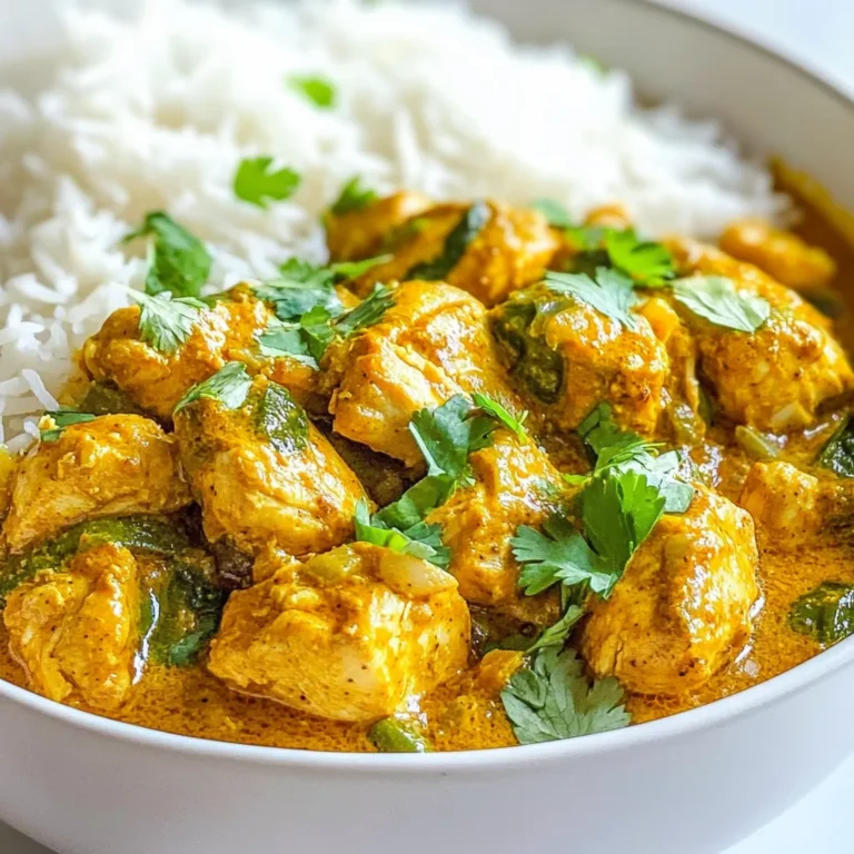 For Chicken Kasatu Curry, you need these main ingredients: - 500g boneless chicken thighs, cubed - 2 tablespoons vegetable oil - 1 large onion, finely chopped - 3 cloves garlic, minced - 1 tablespoon ginger, grated - 2 green chilies, slit lengthwise - 1 tablespoon curry powder - 1 teaspoon turmeric powder - 1 teaspoon garam masala - 400ml coconut milk - 1 medium tomato, chopped - 1 tablespoon tamarind paste - Fresh coriander for garnish - Salt to taste These ingredients create a rich and flavorful dish. The chicken thighs add depth. The spices bring warmth and aroma. Coconut milk adds creaminess, making it comforting. If you cannot find certain ingredients, here are some substitutes: - Chicken thighs: Use boneless chicken breasts instead. - Coconut milk: Almond milk or yogurt can work. - Tamarind paste: Use lime or lemon juice for tang. - Green chilies: Red pepper flakes can add heat. These alternatives keep the dish tasty. They may change the flavor slightly but still work well. To make Chicken Kasatu Curry, you’ll need some basic tools: - Large pot or Dutch oven - Wooden spoon or spatula - Knife and cutting board - Measuring spoons and cups - Serving bowls Having the right tools makes cooking easier. A heavy pot helps cook evenly and keeps flavors locked in. Enjoy the process and have fun cooking! {{ingredient_image_1}} Start by gathering all your ingredients. This makes cooking easier. You will need: - 500g boneless chicken thighs, cubed - 2 tablespoons vegetable oil - 1 large onion, finely chopped - 3 cloves garlic, minced - 1 tablespoon ginger, grated - 2 green chilies, slit lengthwise - 1 tablespoon curry powder - 1 teaspoon turmeric powder - 1 teaspoon garam masala - 400ml coconut milk - 1 medium tomato, chopped - 1 tablespoon tamarind paste - Fresh coriander for garnish - Salt to taste Once you have everything ready, it’s time to cook. 1. Heat the vegetable oil in a large pot over medium heat. 2. Add the chopped onion. Cook until it's golden brown, about 5-7 minutes. 3. Stir in the minced garlic, grated ginger, and green chilies. Cook for 2 more minutes. 4. Next, add the curry powder, turmeric powder, and garam masala. Stir for 1-2 minutes to toast the spices. 5. Add the cubed chicken thighs. Cook for 5-6 minutes until browned. 6. Mix in the chopped tomato and tamarind paste. Cook for 3 minutes until the tomato softens. 7. Pour in the coconut milk. Stir well and bring it to a simmer. 8. Lower the heat, cover the pot, and let it simmer for 20 minutes. Stir occasionally. 9. Check the seasoning and add salt as needed. Sprinkle fresh coriander on top. Serve the Chicken Kasatu Curry in deep bowls. Pair it with steamed basmati rice for a complete meal. Garnish with more coriander for a pop of color. This dish is perfect for sharing with loved ones. Enjoy the warm, rich flavors! To boost flavor in Chicken Kasatu Curry, use fresh spices. Fresh spices are more potent than old ones. Toast them in the pot before adding other ingredients. This step wakes up their flavors. You can also add a splash of lime juice. It brightens the dish and adds a zesty touch. For a creamy texture, use full-fat coconut milk. It adds richness that low-fat options lack. Stir the coconut milk in gently to prevent curdling. Be careful not to overcook the chicken. Well-cooked chicken stays juicy and tender. If you want a thicker curry, simmer it longer. This helps the sauce reduce and concentrate flavors. Start by sautéing the onions until golden. This builds a strong base flavor. Then, add garlic and ginger for depth. Always toast your spices before adding liquids. This brings out their full aroma. Simmering the curry gently is key. It allows the chicken to absorb all the flavors. Stir occasionally to prevent sticking. Finish with fresh coriander for a pop of color and fresh taste. Pro Tips Marinate for Flavor: For an even more flavorful curry, marinate the chicken in yogurt, garlic, and spices for at least 30 minutes before cooking. Adjust Spice Levels: Feel free to adjust the amount of green chilies according to your spice preference. You can also remove the seeds for a milder flavor. Fresh Ingredients Matter: Using fresh spices and ingredients like ginger and garlic will enhance the overall flavor of the curry significantly. Perfect Coconut Milk: Shake the can of coconut milk before opening to ensure the cream is well mixed. This will give your curry a rich and creamy texture. {{image_2}} You can swap out some ingredients in Chicken Kasatu Curry. Try using chicken breast instead of thighs for a leaner dish. If you want a richer taste, add more coconut milk. You can also use lime juice instead of tamarind paste for a zesty twist. Don't have fresh garlic? Garlic powder works too, just use less. Chicken Kasatu varies by region. In South Asia, cooks might add more spices like cardamom or cumin. In some areas, they use yogurt to add creaminess. Each region brings its own style and flavor to this dish. Enjoy exploring these different tastes. To make Chicken Kasatu vegan, replace chicken with chickpeas or tofu. Use vegetable broth instead of chicken stock. For creaminess, substitute coconut milk with almond milk or cashew cream. This way, you still get a yummy curry without meat or dairy. Enjoy all the flavors while being plant-based! To store leftover Chicken Kasatu Curry, let it cool down first. Then, place it in an airtight container. Make sure to store it in the fridge. It will stay fresh for up to three days. If you want to keep it longer, freezing is a great option. When freezing Chicken Kasatu, use a freezer-safe container. You can also use freezer bags to save space. Make sure to remove as much air as possible. Label the container with the date. This dish can stay good in the freezer for up to three months. To reheat Chicken Kasatu, you have a few options. You can use the stove, microwave, or oven. If using the stove, heat on low until warm. Stir often to avoid sticking. In the microwave, heat in short bursts, stirring in between. For the oven, cover with foil and heat at 350°F for about 15 minutes. Always check that it’s hot all the way through before serving. Chicken Kasatu Curry is a rich and flavorful dish. It features tender chicken thighs simmered in a creamy coconut milk sauce. The curry blends spices like curry powder, turmeric, and garam masala. It has a hint of tanginess from tamarind paste and warmth from green chilies. This dish is often served with rice or bread. To add more heat, use more green chilies. You can also add red chili powder to the spice mix. If you like, try adding fresh ginger or garlic. Adjusting the spice level is easy and fun. Remember to taste as you go to find the perfect heat for you. Yes, you can make Chicken Kasatu Curry ahead of time. It tastes even better after resting, as the flavors meld together. Store it in an airtight container in the fridge for up to three days. To reheat, warm it gently on the stove over low heat. Enjoy the rich flavors that deepen over time! In this blog post, we explored how to make Chicken Kasatu Curry. We covered the main ingredients, common substitutes, and essential tools you'll need. You learned step-by-step how to prepare, cook, and serve this dish. We also shared tips to enhance flavor and texture and discussed variations for different tastes. Finally, we provided storage info and answers to common questions. Enjoying this dish is easy, whether you keep it classic or try a new twist. Dive in and make Chicken Kasatu Curry your own!
