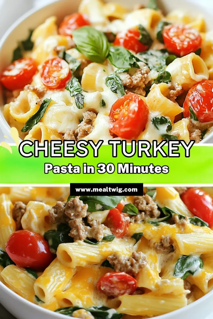 Create a delicious family meal with this cheesy ground turkey pasta recipe! This creamy turkey pasta dish combines healthy ground turkey with colorful vegetables and cheesy goodness, making it an easy pasta dish that's both nutritious and flavorful. Perfect for a quick weeknight dinner, this penne pasta with cheese and veggies is sure to impress. Try it today and enjoy a comforting meal everyone will love! Save this recipe for later! #CheesyGroundTurkeyPasta #CreamyTurkeyPasta #HealthyTurkeyDish #EasyPastaRecipe