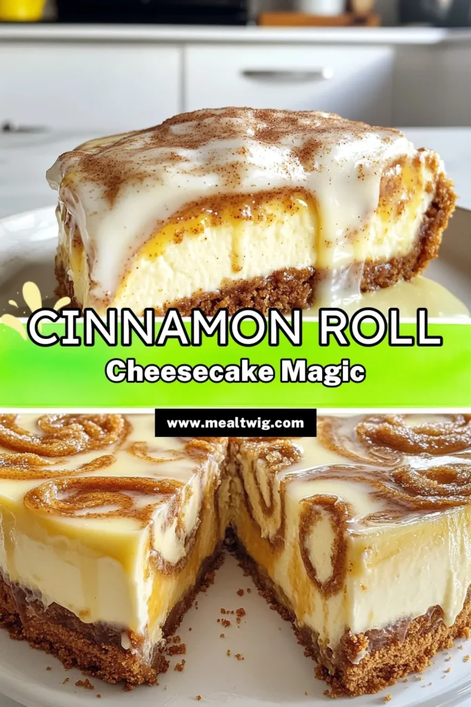 Indulge in this delightful Cinnamon Roll Cheesecake, a perfect blend of rich cream cheese and a mouthwatering cinnamon swirl. This easy cheesecake recipe is ideal for any occasion and will impress your guests. With simple ingredients, you'll create a stunning Cream Cheese Dessert Recipe that's both beautiful and delicious. Try these creative Cinnamon Dessert Ideas today and make sure to save this recipe for later! #CinnamonRollCheesecake #CheesecakeWithCinnamonSwirl #CreamCheeseDessert #EasyCheesecakeRecipe