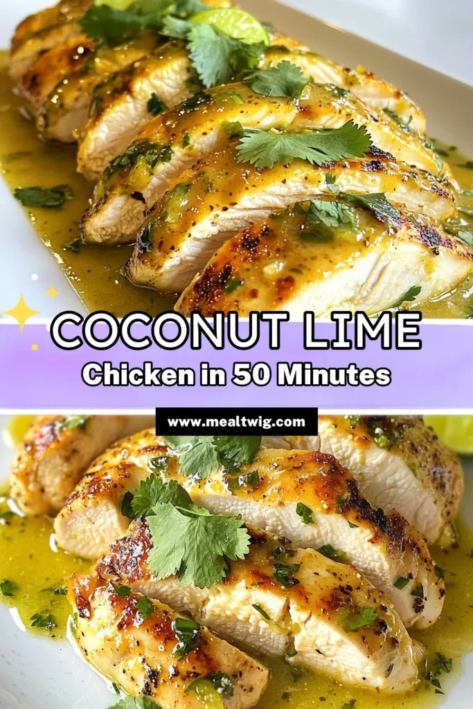 Discover the tropical flavors of Coconut Lime Chicken, a delicious and easy chicken recipe that elevates your dinner with its rich coconut milk marinade. Perfect for impressing guests or a cozy family meal, this coconut lime chicken dish is a must-try! Ready in just 50 minutes, it's both flavorful and hassle-free. Save this delicious recipe and treat your taste buds today! #CoconutLimeChicken #EasyChickenRecipes #TropicalChickenDish #CoconutMilkChicken