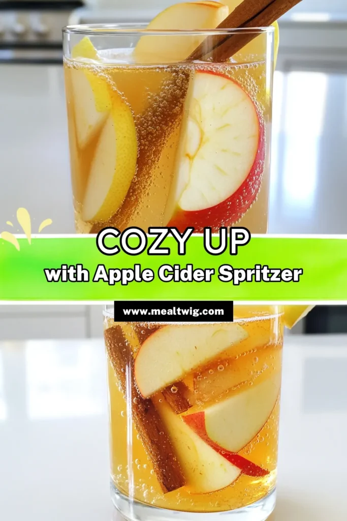 Warm up your gatherings with a Cozy Apple Cider Spritzer that's perfect for any occasion! This delightful drink combines apple cider, sparkling water, and a touch of lemon juice, creating a refreshing twist on a classic favorite. With hints of cinnamon and nutmeg, it's sure to impress. Ready to sip in just 10 minutes? Click through for the full recipe and make this festive drink today! #AppleCider #FallDrinks #CozyVibes #FestiveRecipes