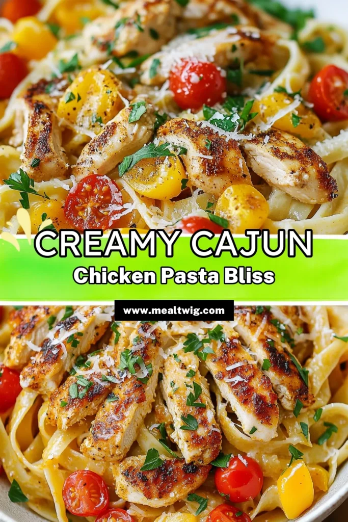 Discover the ultimate comfort food with this creamy Cajun chicken pasta! This easy creamy pasta dish blends tender chicken and fettuccine in a spicy cream sauce that's perfect for a one-pan Cajun chicken meal. Ready in just 30 minutes, it's a flavorful Cajun chicken fettuccine recipe you’ll love! Try this delicious pasta with spicy cream sauce today. Save this recipe for a delightful dinner! #CreamyCajunChickenPasta #EasyPastaDishes #CajunChickenFettuccine #QuickMeals