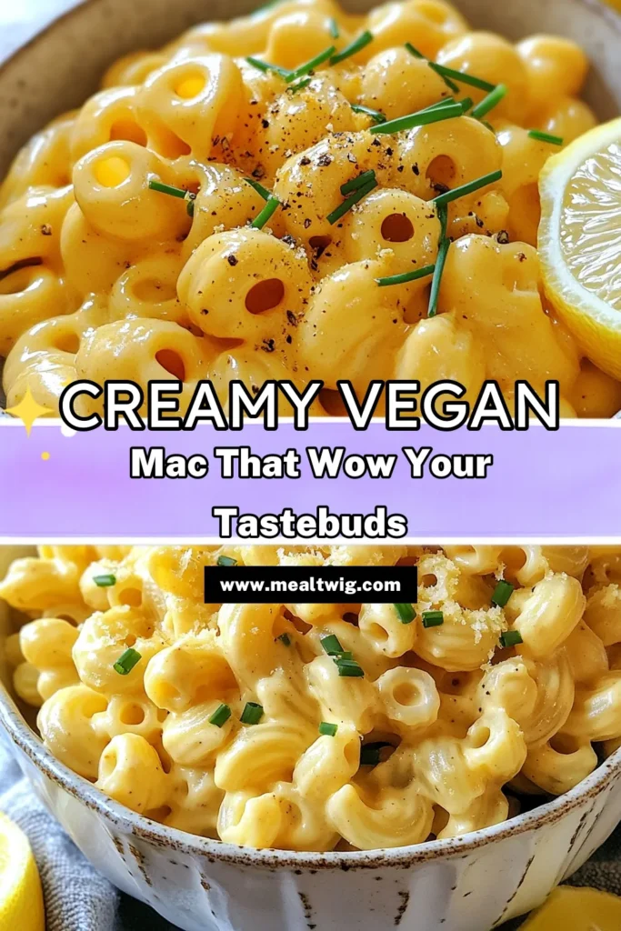 Looking for a delicious and creamy vegan mac and cheese recipe? This dairy-free mac and cheese features a rich plant-based cheese sauce made from soaked cashews and almond milk. Perfect for pasta lovers, this gluten-free mac and cheese is easy to whip up in just 25 minutes. Ideal for weeknight dinners or meal prep, this creamy vegan pasta is sure to please everyone. Save this recipe for your next cozy meal! #VeganMacAndCheese #CreamyVeganPasta #DairyFreeMacAndCheese #PlantBasedCheeseSauce