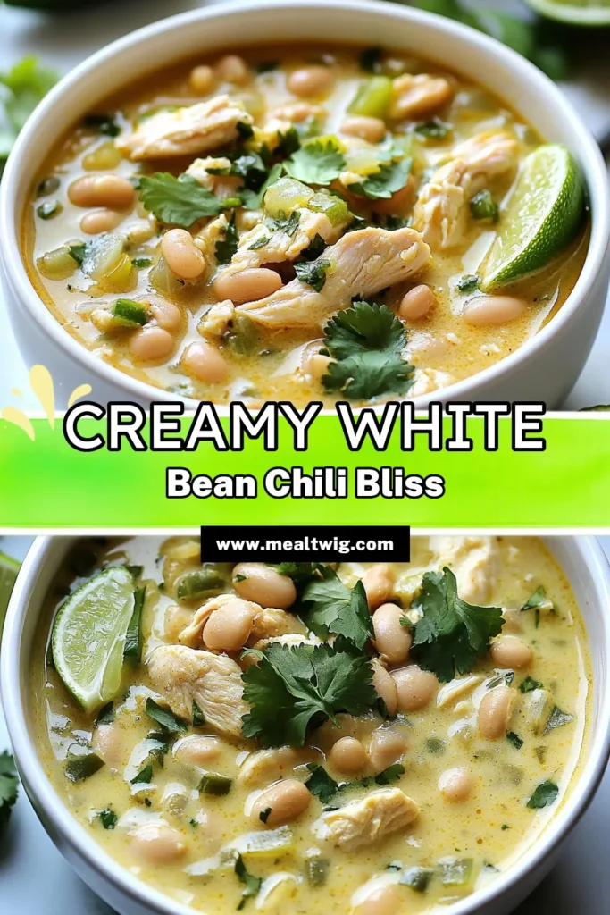 Warm up with this delicious and comforting Creamy White Bean Chicken Chili! This easy white bean chili recipe features tender chicken cooked in a rich coconut milk broth, perfect for a healthy meal. Packed with flavor and made in just one pot, this Chicken Chili with Coconut Milk will quickly become a family favorite. Click for the full recipe and discover the joy of healthy chili recipes that are both tasty and satisfying! #WhiteBeanChiliRecipe #HealthyChiliRecipes #EasyWhiteBeanChili #CreamyChickenChili