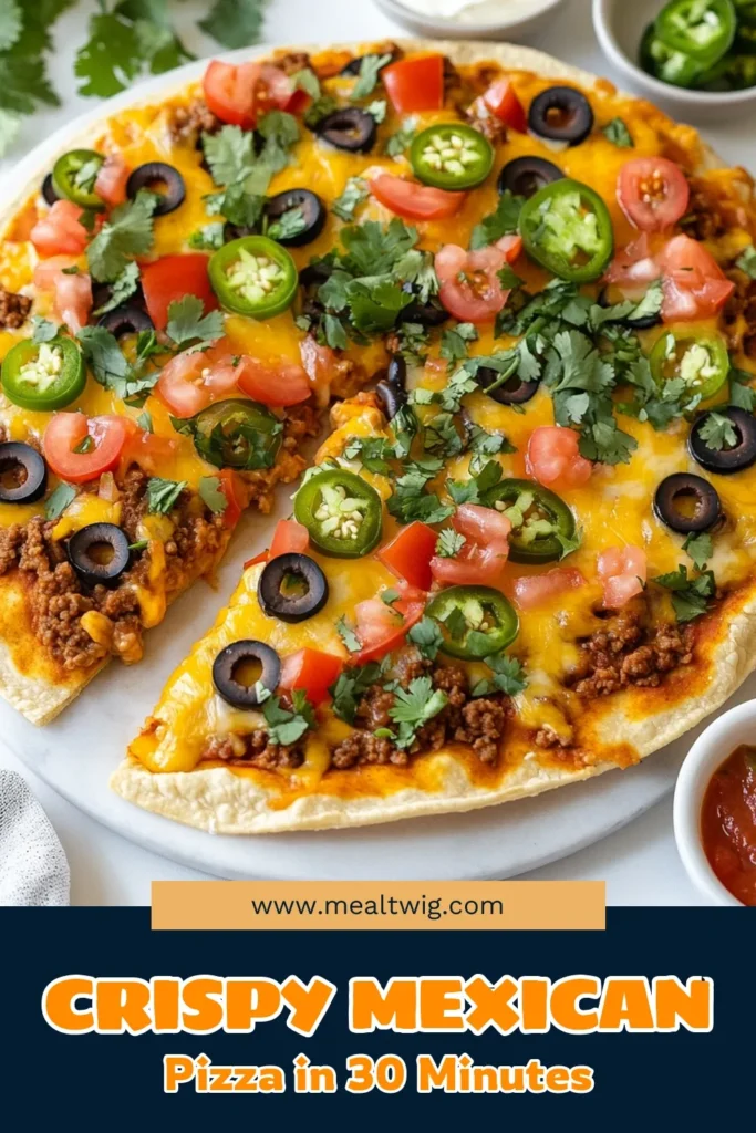 Discover the deliciousness of this Crispy Mexican Pizza recipe! Perfect for a quick weeknight meal, this homemade Mexican pizza is easy to make and loaded with flavor. With a crispy tortilla base topped with refried beans, seasoned ground beef, and a variety of toppings, this baked tortilla pizza will be a hit with everyone. Try this easy Mexican pizza tonight and make your meals exciting! Save this recipe for later! #CrispyMexicanPizza #EasyMexicanPizza #TortillaPizza #HomemadeMexicanPizza