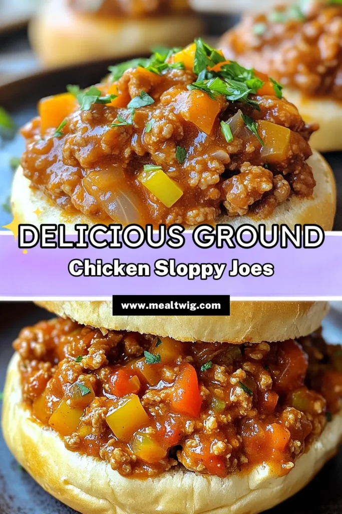 Discover the deliciousness of ground chicken sloppy joes with this easy sloppy joe recipe! In just 30 minutes, you can whip up healthy chicken sloppy joes that are perfect for a quick dinner. Packed with flavor from simple ingredients, these ground chicken recipes are sure to please the whole family. Don’t miss out on this fun meal idea—save this recipe for your next dinner! #GroundChickenSloppyJoes #QuickDinnerRecipes #HealthyEating #EasyRecipes