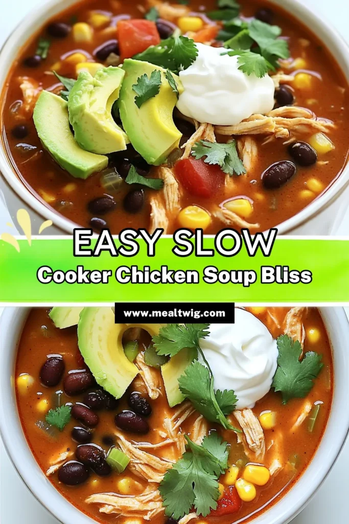 Warm up with this delicious Slow Cooker Chicken Enchilada Soup that’s easy to make and packed with flavor! With tender chicken, black beans, and zesty spices, this hearty soup is perfect for any day of the week. Discover the simple steps to create a comforting meal that your family will love. Click to explore the full recipe and elevate your dinner plans! #SlowCookerRecipes #ChickenEnchiladaSoup #HealthyEating #ComfortFood