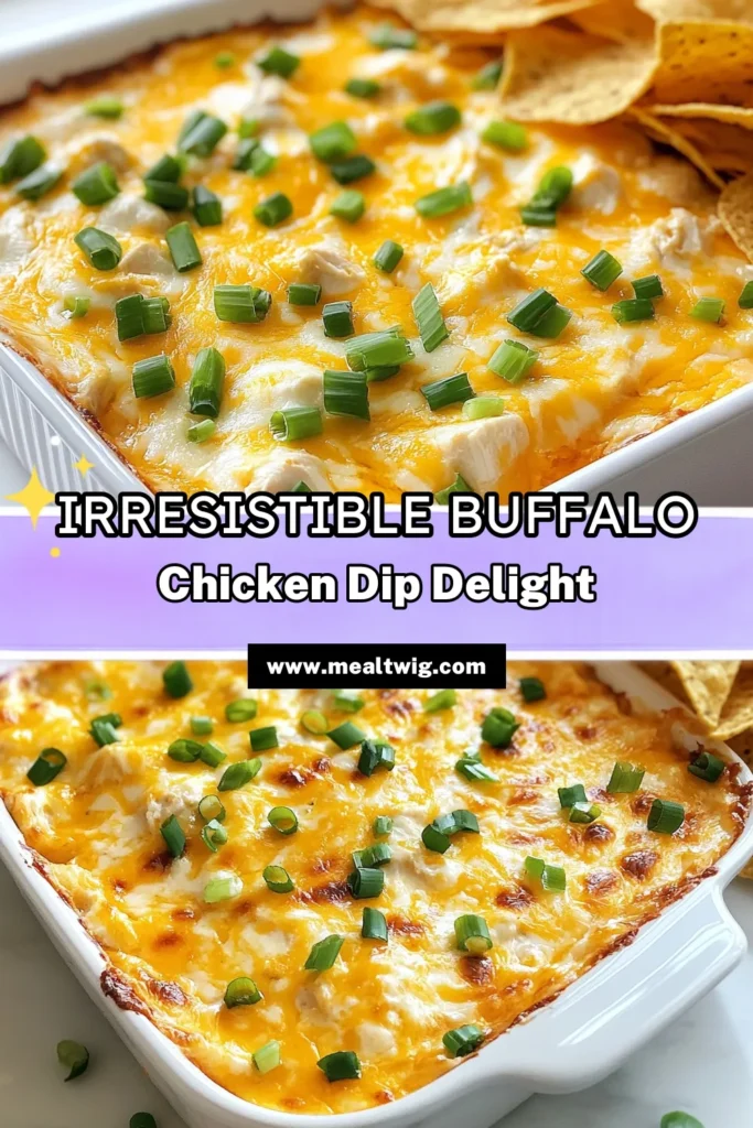 Looking for a crowd-pleasing game day dip? Try this ultimate buffalo chicken dip recipe that's creamy, easy, and perfect for any gathering. With just a few simple ingredients, you can whip up this baked buffalo chicken dip in no time. Serve it warm with tortilla chips or celery sticks and watch it disappear! Save this easy buffalo chicken dip recipe for your next event! #BuffaloChickenDip #GameDayDip #CreamyBuffaloDip #EasyBuffaloChickenDip