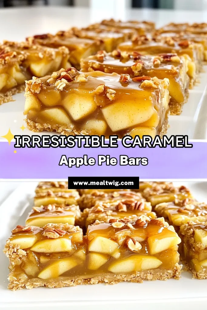 Indulge your taste buds with these mouthwatering Caramel Apple Pie Bars! This easy recipe combines a buttery crust, tender Granny Smith apples, and a rich caramel drizzle, making for a perfect dessert or snack. Ready in just 1 hour, these bars are sure to be a hit at any gathering. Click through to discover the full recipe and tips for serving! #CaramelApplePieBars #AppleDessert #BakingRecipes #HomemadeTreats