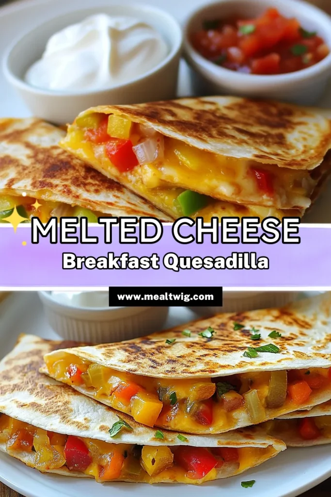 Start your day right with this simple breakfast quesadilla recipe! This easy egg quesadilla is packed with delicious flavor, featuring cheese, bell peppers, and onions wrapped in warm tortillas. Perfect for a healthy start, these breakfast ideas with tortillas are as quick to make as they are tasty. Discover how to whip up this cheese and veggie quesadilla in just minutes. Save this quick breakfast recipe for your morning routine! #BreakfastQuesadilla #EasyRecipes #TortillaIdeas #QuickBreakfasts