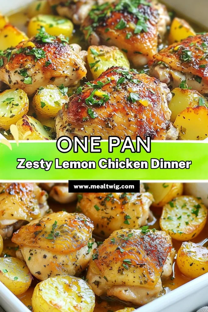 Discover the perfect weeknight meal with this One-Pan Lemon Herb Chicken and Potatoes recipe. These zesty chicken thighs are marinated in a delicious lemon herb blend and baked alongside tender Yukon gold potatoes for an easy chicken and potatoes dish that your family will love. Enjoy a quick baked lemon chicken dinner packed with flavor. Try it tonight and save this recipe for your next meal! #OnePanRecipe #EasyDinner #RecipeIdeas #ChickenRecipes