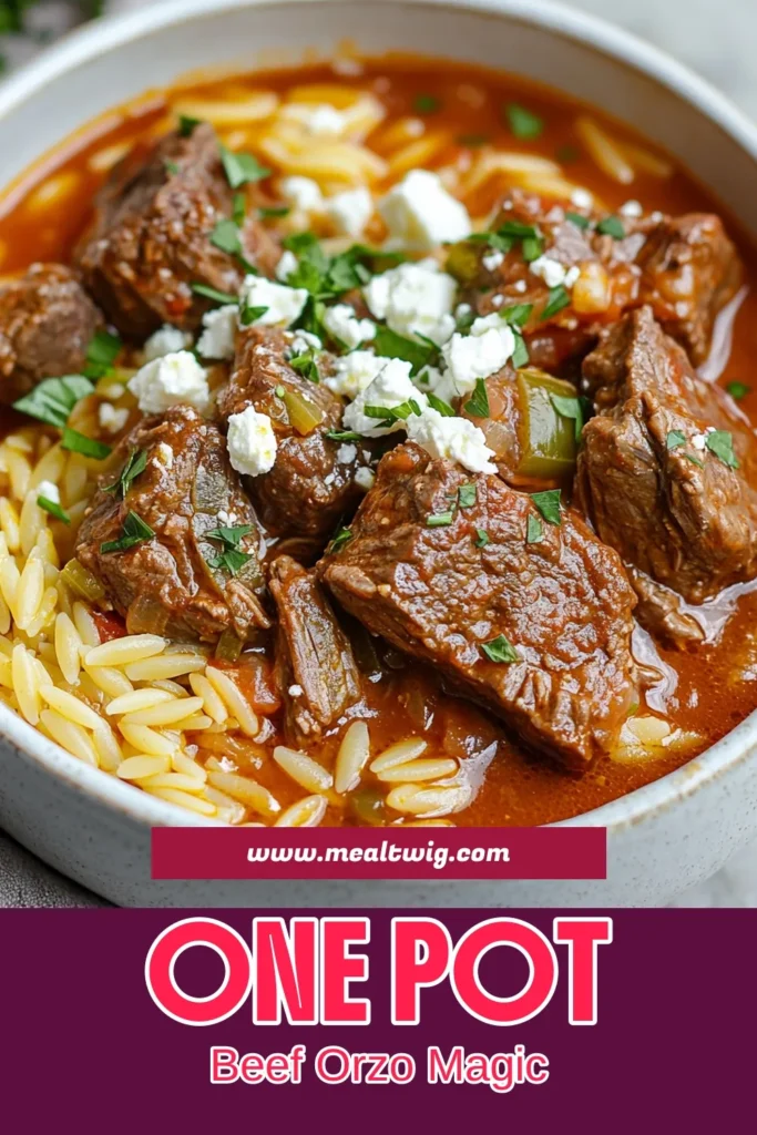 Discover the perfect Beef Orzo Recipe with this delicious Giouvetsi Recipe! This Greek Beef Stew combines tender beef chuck with orzo pasta, creating a comforting Mediterranean meal that’s sure to impress. Ideal for family dinners, it’s packed with flavor and easy to make. Try this tasty dish today and savor the rich Mediterranean beef recipes at home. Save this recipe for your next culinary adventure! #BeefOrzo #Giouvetsi #GreekRecipes #MediterraneanCooking