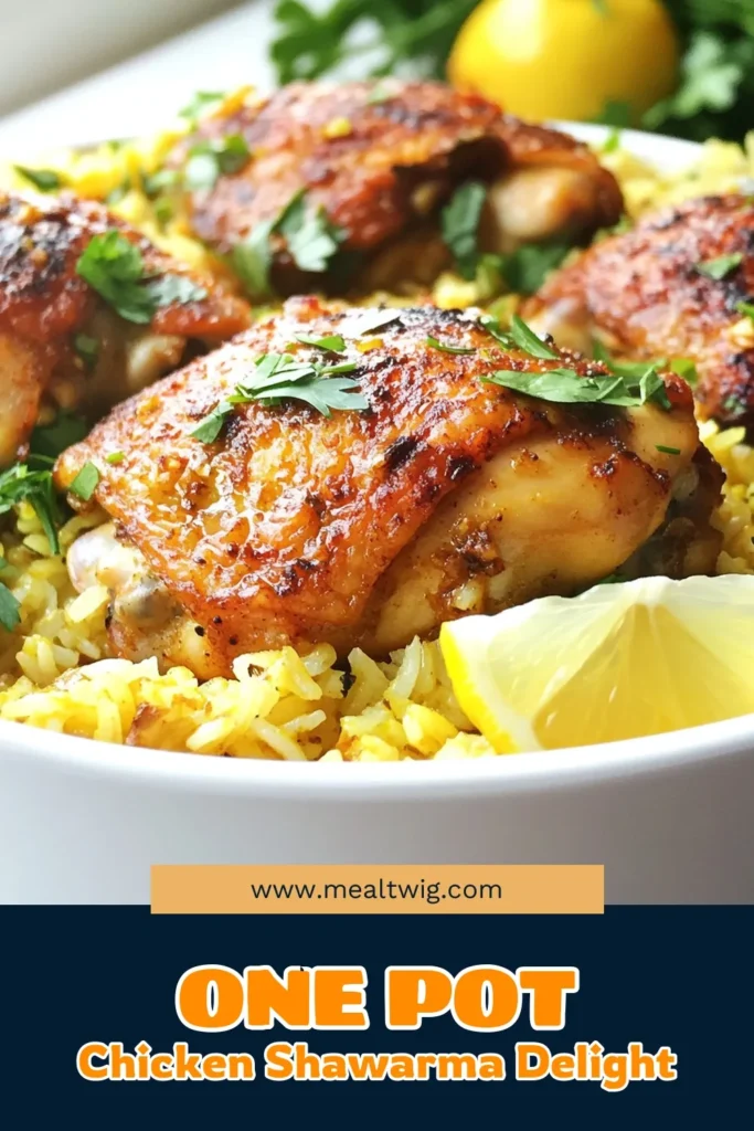 Discover the delightful flavors of One Pot Shawarma Chicken and Rice! This easy Shawarma chicken dish combines tender chicken thighs with aromatic basmati rice, creating a wholesome meal packed with spices. Perfect for busy weeknights, this one pot meal dinner is both comforting and delicious. Try this Chicken and Rice recipe today, and let the flavors transport you! Save for later! #ShawarmaChicken #OnePotMeals #ChickenAndRiceRecipe #BasmatiRiceDishes