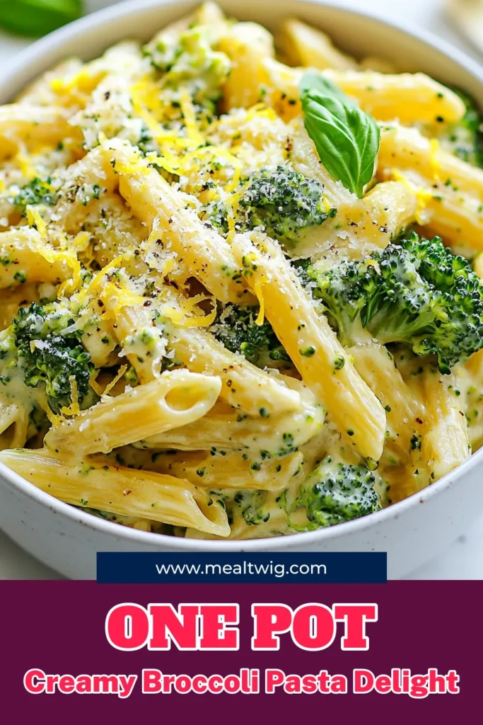 Discover the deliciousness of our One-Pot Creamy Broccoli Pasta! This easy broccoli pasta recipe combines tender pasta with vibrant broccoli, all in one pot for hassle-free cooking. Perfect for busy weeknights, this creamy pasta with broccoli is a vegetarian one-pot pasta dish that everyone will love. Ready in just 20 minutes, it's one of the quickest pasta recipes you'll find. Give it a try and save this recipe for your next meal! #PastaRecipes #Broccoli #Vegetarian #OnePotMeal
