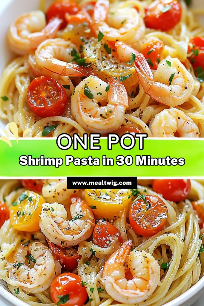 Discover the delightful One-Pot Garlic Shrimp Pasta, the ultimate easy shrimp pasta recipe that brings flavor and convenience to your table. This quick one-pot dinner features succulent shrimp and linguine, all cooked together for a hassle-free meal. Enjoy this creamy shrimp pasta recipe packed with garlic and fresh tomatoes. Perfect for busy weeknights! Save it now to elevate your dinner game! #ShrimpLinguine #OnePotMeals #EasyDinnerRecipes #PastaLovers