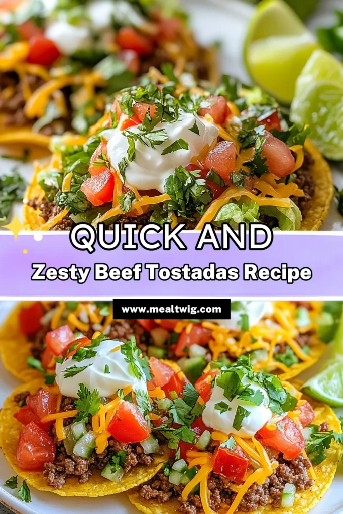 Discover the delicious simplicity of ground beef tostadas with this easy tostada recipe! Perfect for quick dinner ideas, these flavorful ground beef and crispy corn shells are topped with fresh veggies and cheese. In just 30 minutes, you can enjoy authentic Mexican tostadas made right at home. Get ready to impress your family with this tasty dish. Save this recipe and enjoy a flavorful meal tonight! #GroundBeefTostadas #EasyTostadaRecipe #QuickDinnerIdeas #MexicanTostadasRecipe